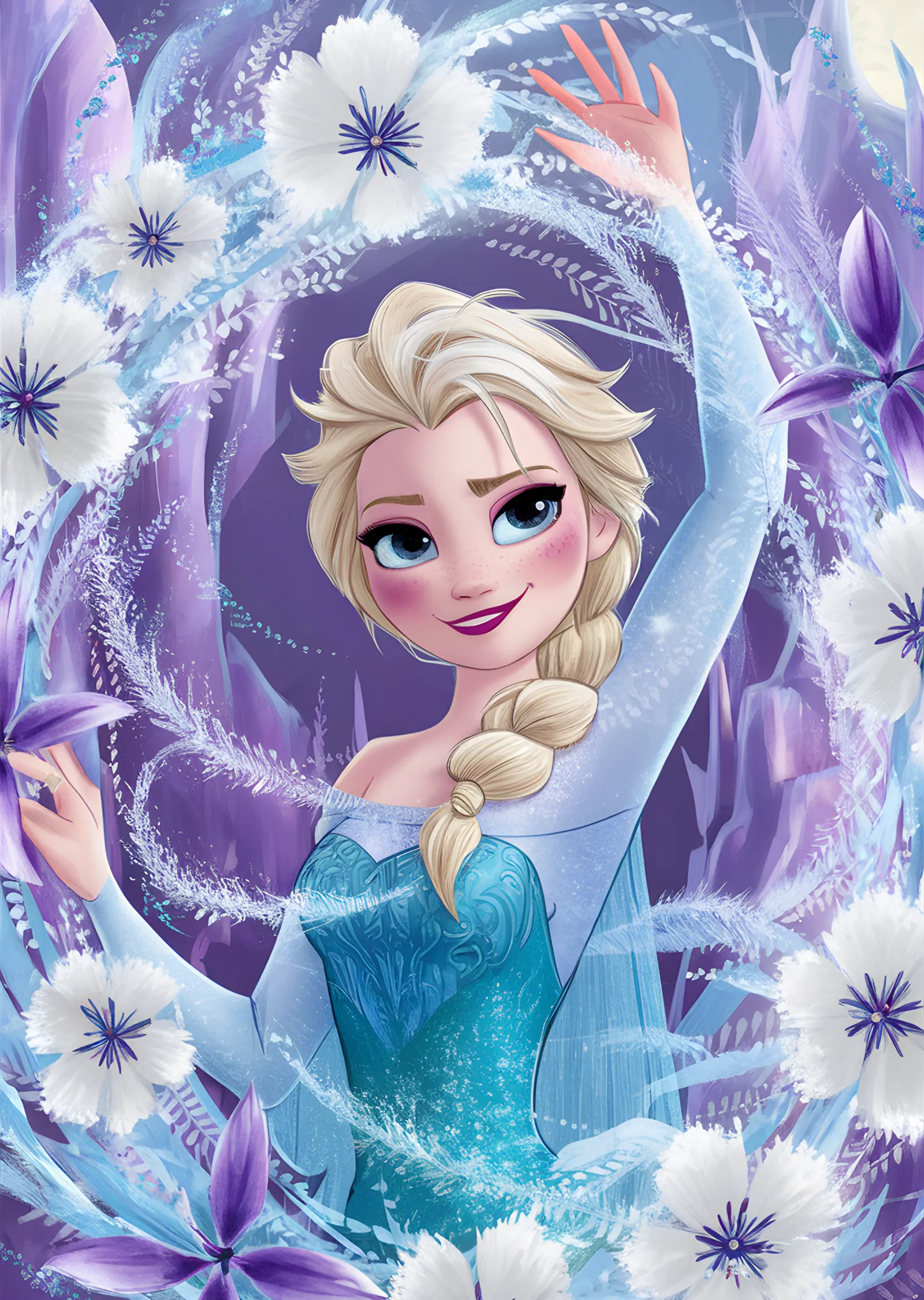 Frozen - Elsa ve Kar Çiçekleri metal tablo