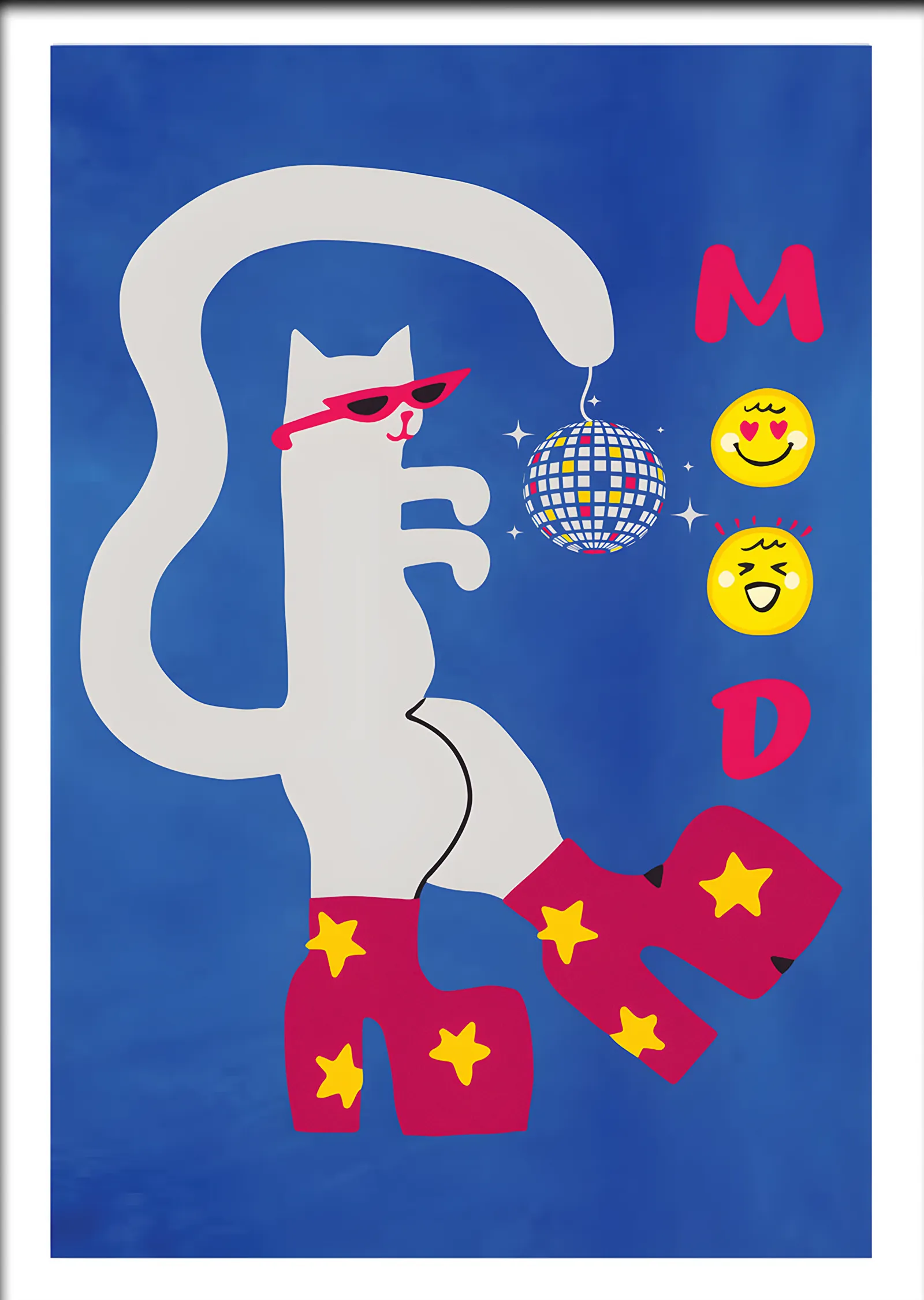 Funky Mood Disko Kedi metal tablo
