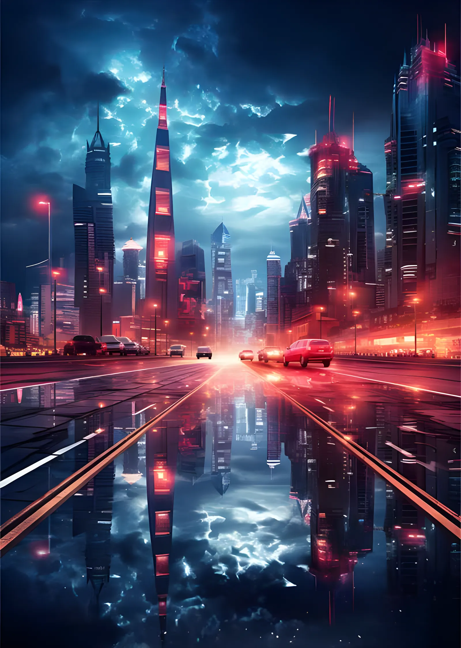 Future Shock: Kızıl Neon Bulvar metal tablo