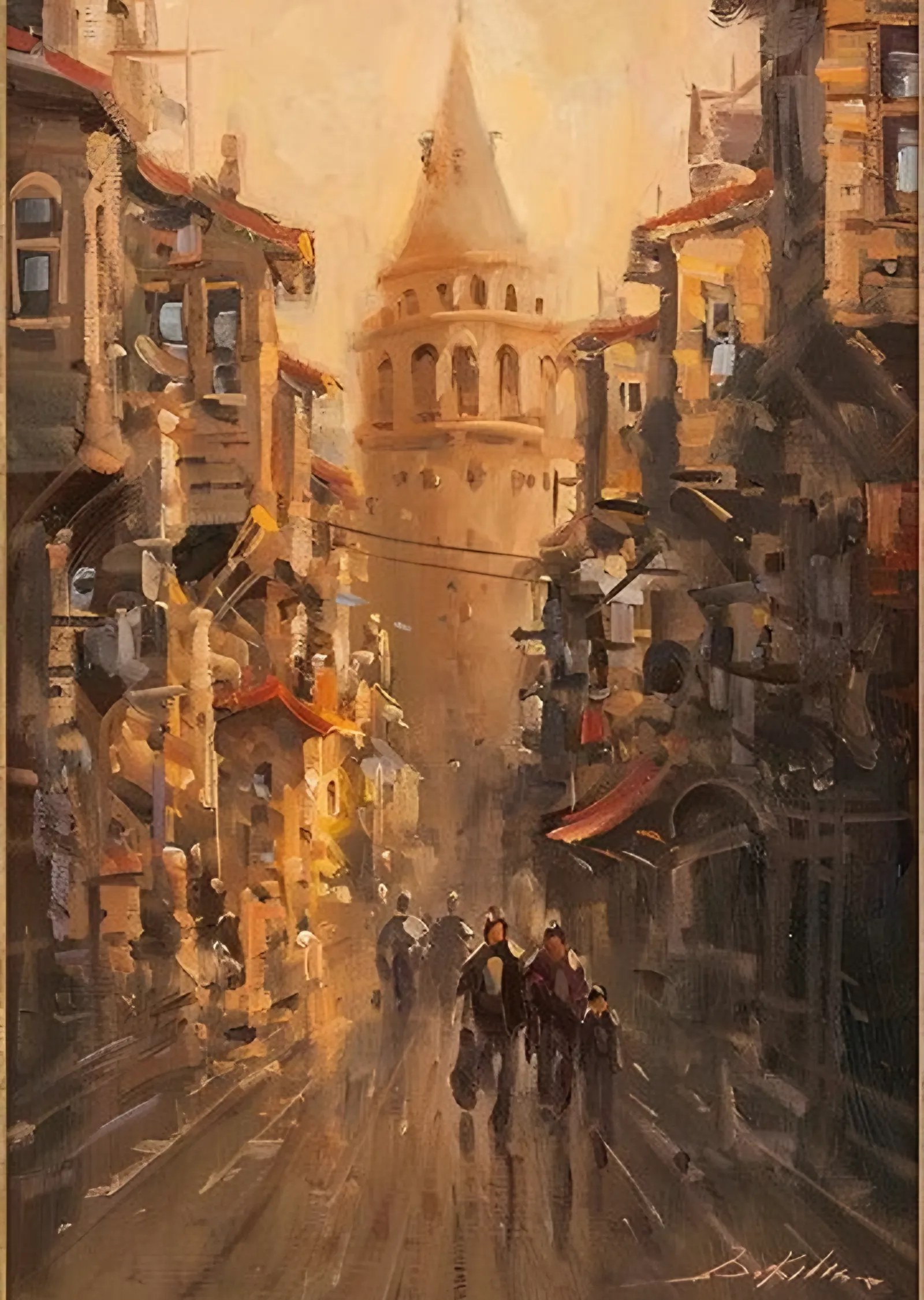 Galata Sokağı Yağlı Boya metal tablo