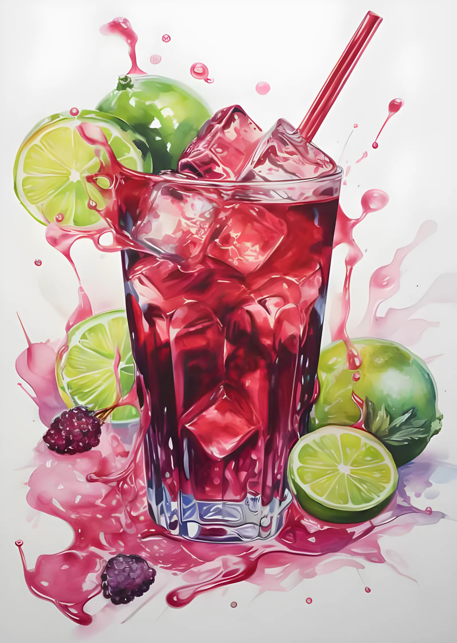 Suluboya Kokteyl - Misket Limonu ve Böğürtlen metal tablo