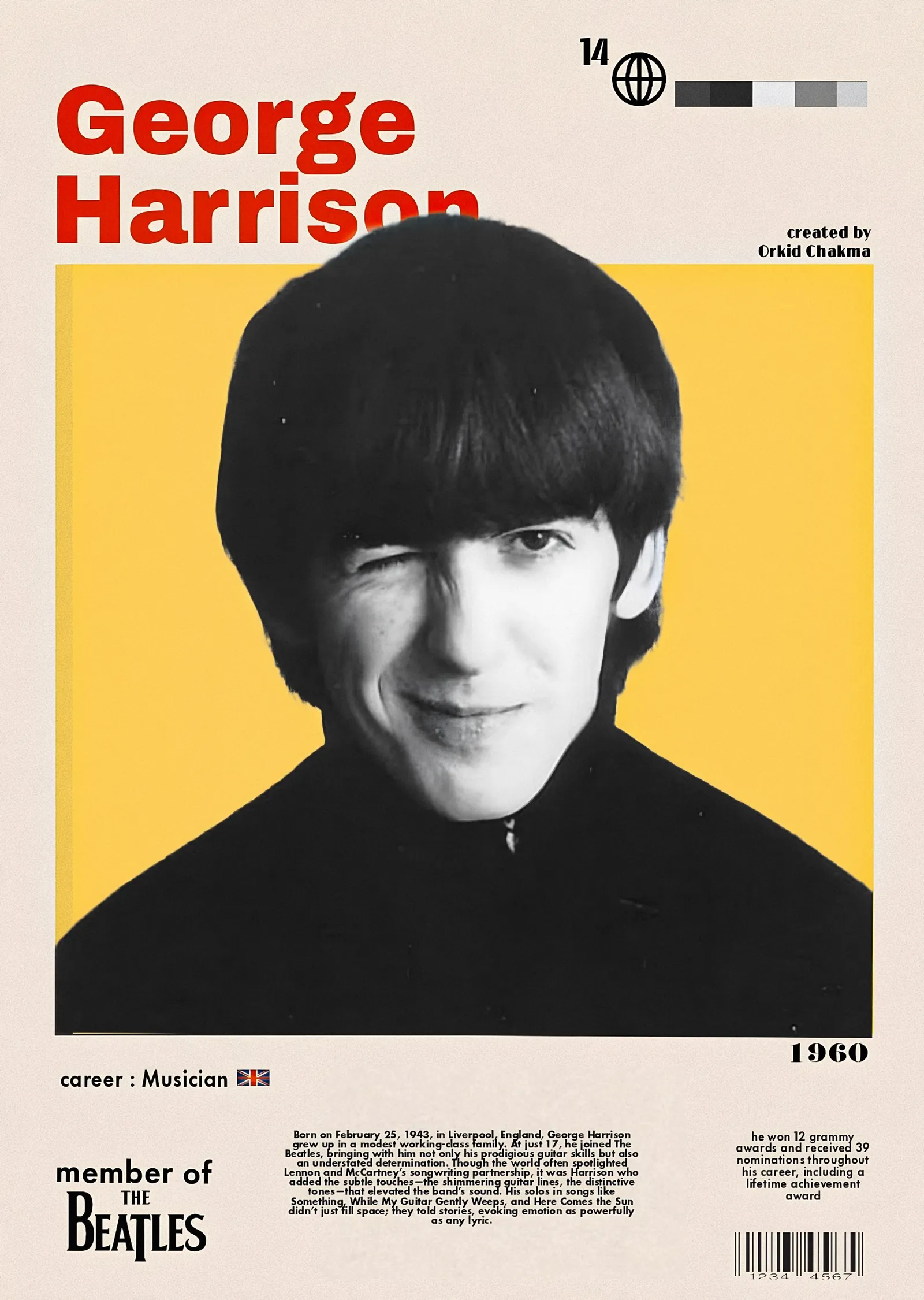 George Harrison - Sarı Zeminli Künye metal tablo