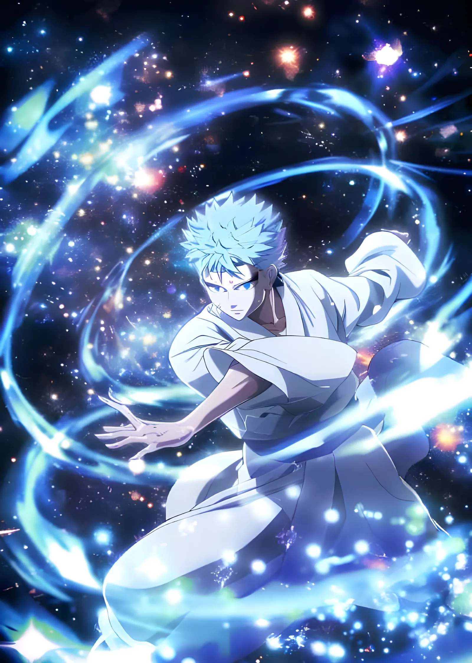 Jujutsu Kaisen - Kozmik Mavi Enerji Sarmalı metal tablo