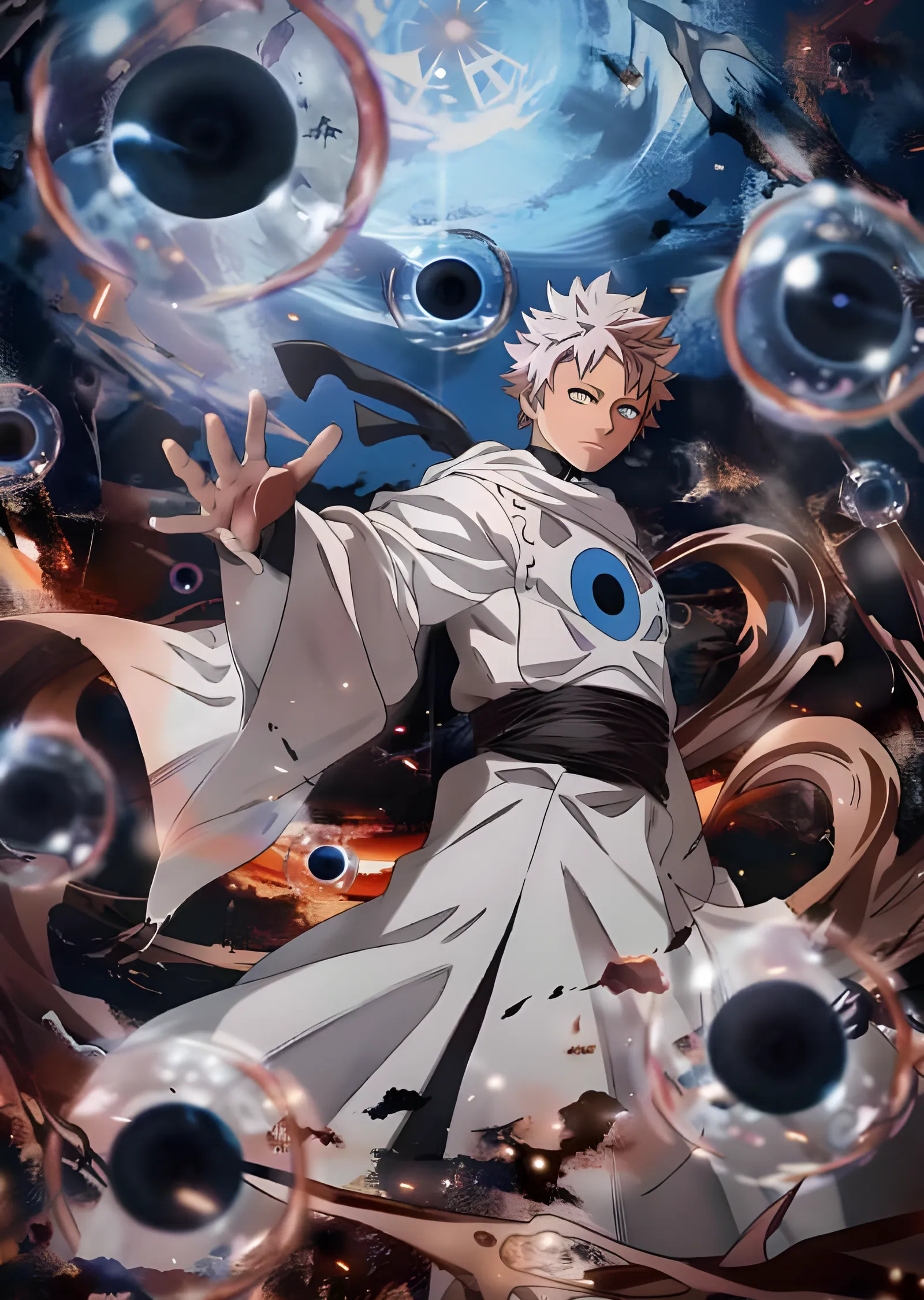 Jujutsu Kaisen - Mavi Göz Mührü ve Kara Küreler metal tablo
