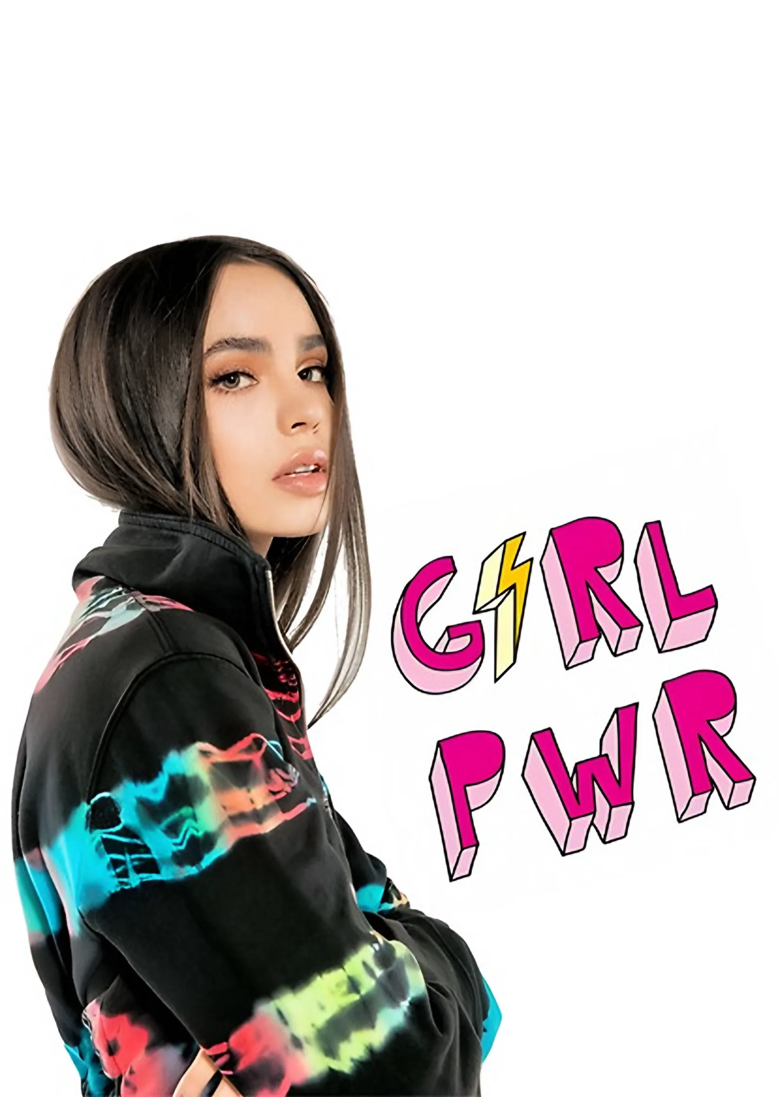 Girl Pwr - Renkli Kapüşon metal tablo