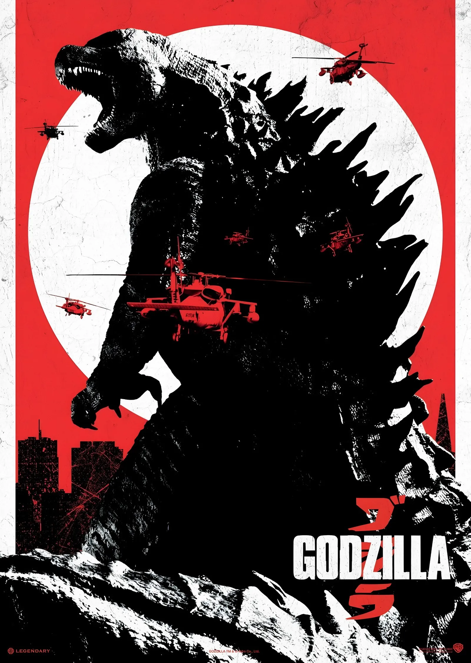 Godzilla - Beyaz Daire metal tablo