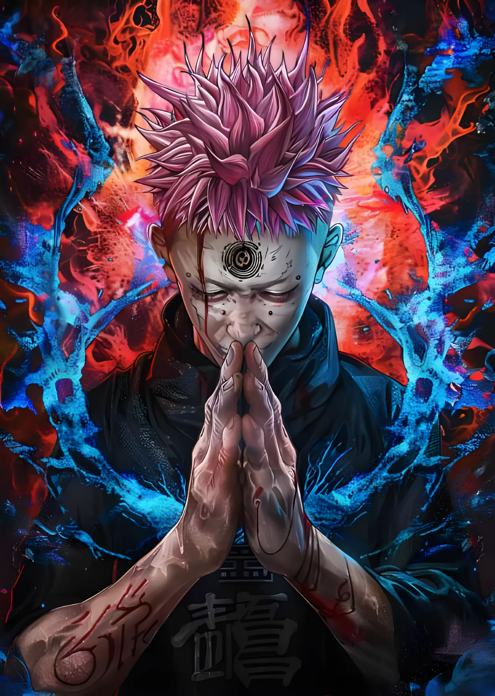 Jujutsu Kaisen - Sukuna'nın Alevli Duası metal tablo