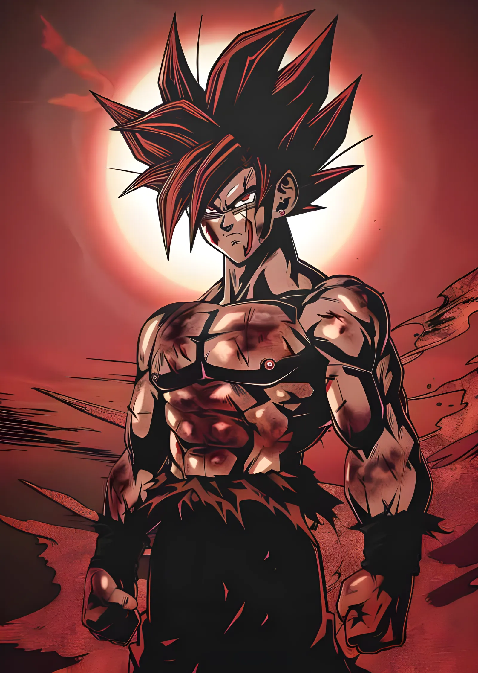 Goku - Savaş Tanrısı Kızıl Güneşte metal tablo