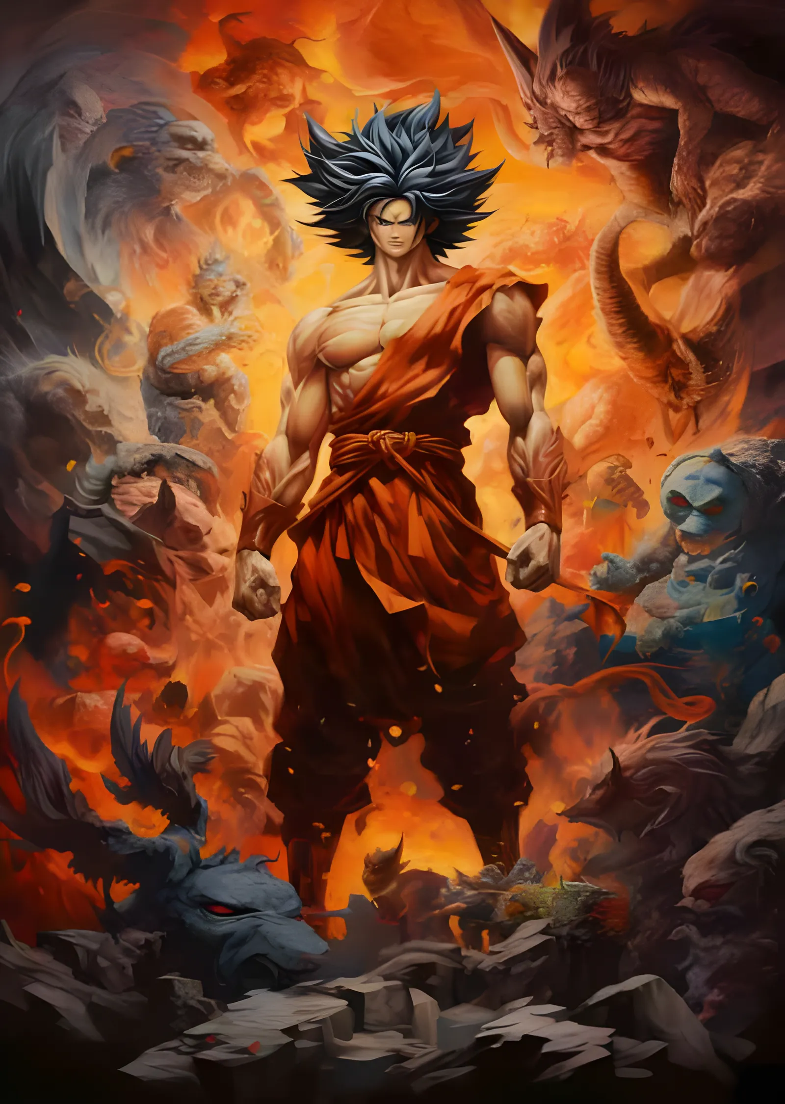 Goku - Ejderha ve Yaratıkların Kuşatması metal tablo