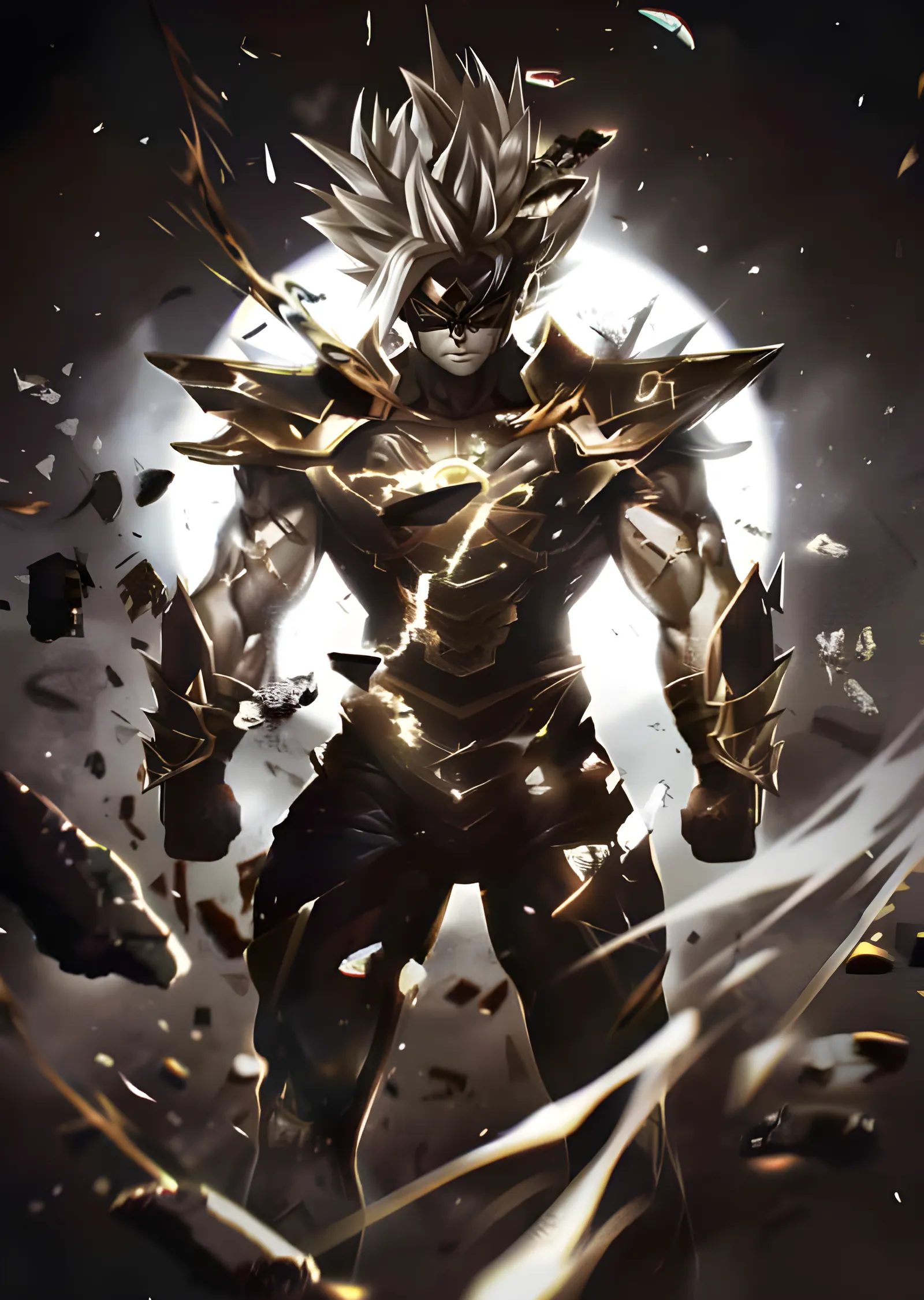 Goku - Işıyan Zırh Çekirdeği ve Sepya Ay metal tablo