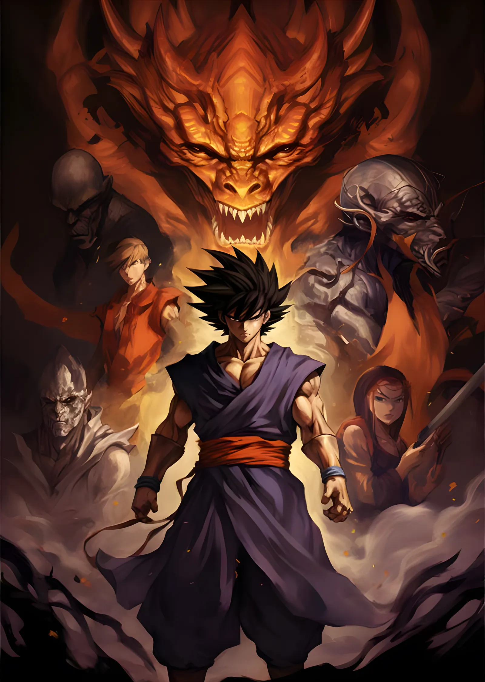 Goku - Ateşten Ejderha ve Rakipler metal tablo