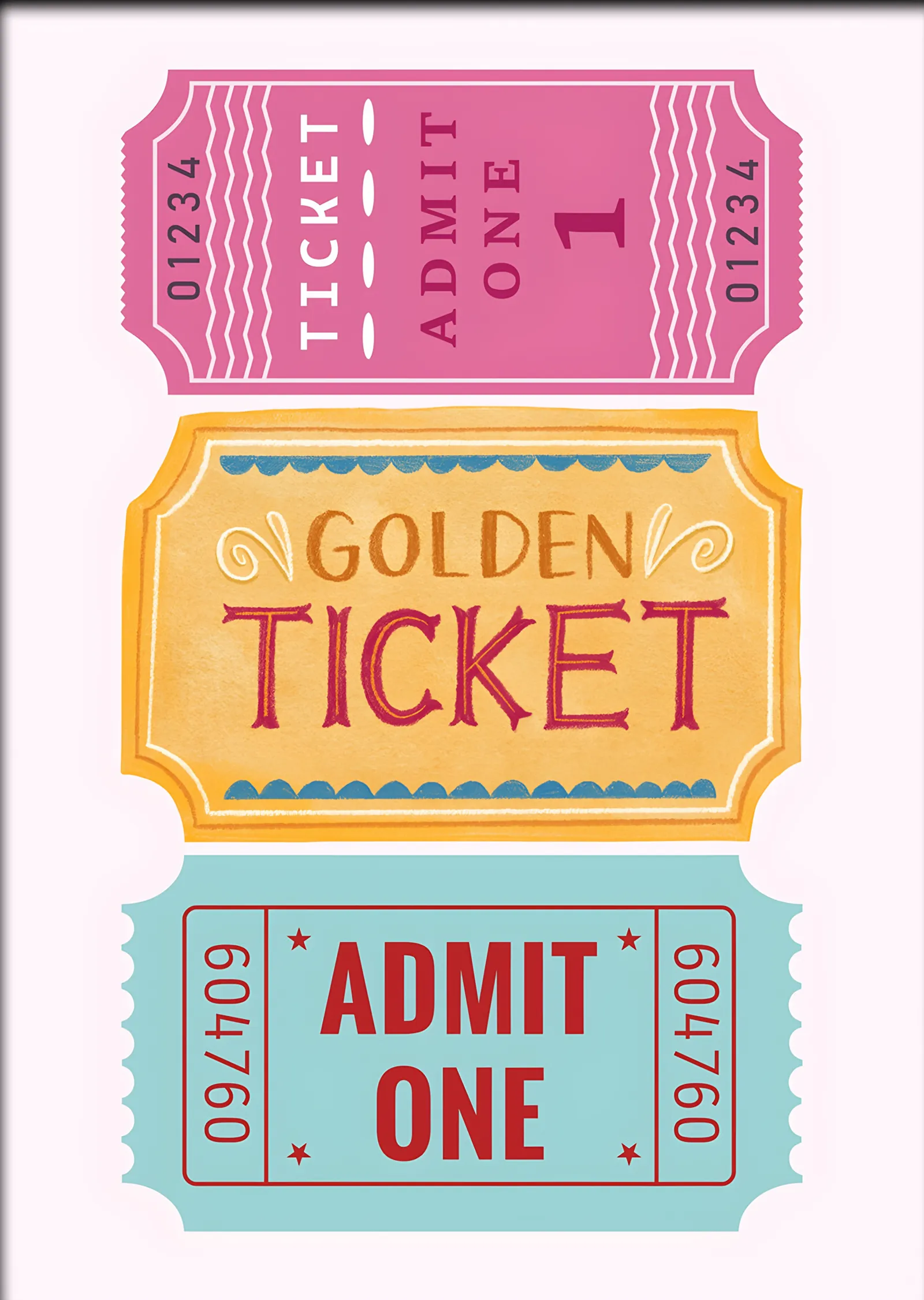 Golden Ticket Bilet Üçlüsü metal tablo