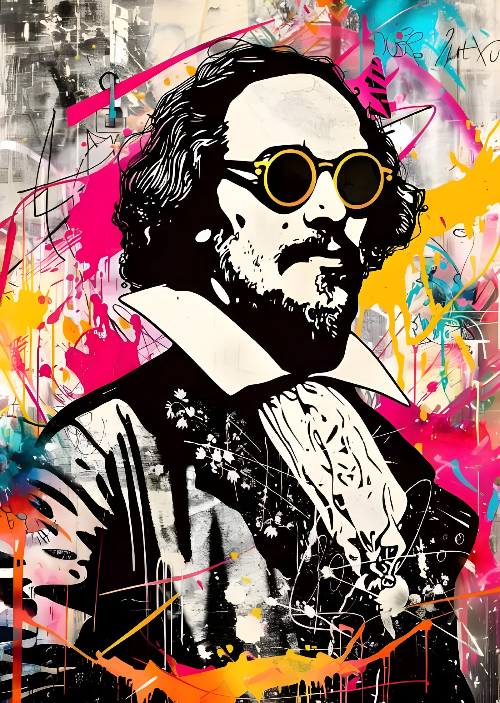 William Shakespeare - Güneş Gözlüklü Grafiti metal tablo