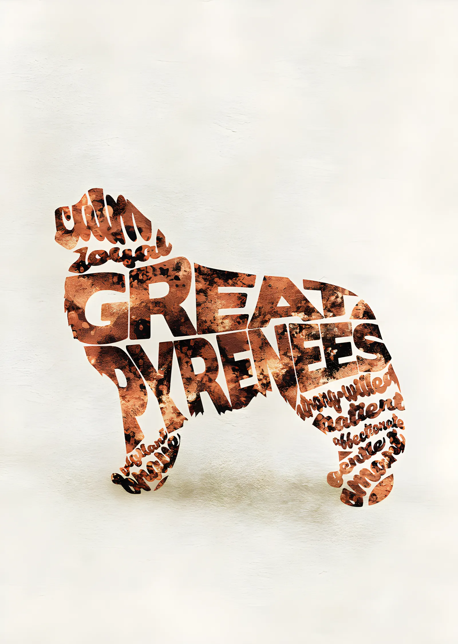 Great Pyrenees - Tipografi metal tablo