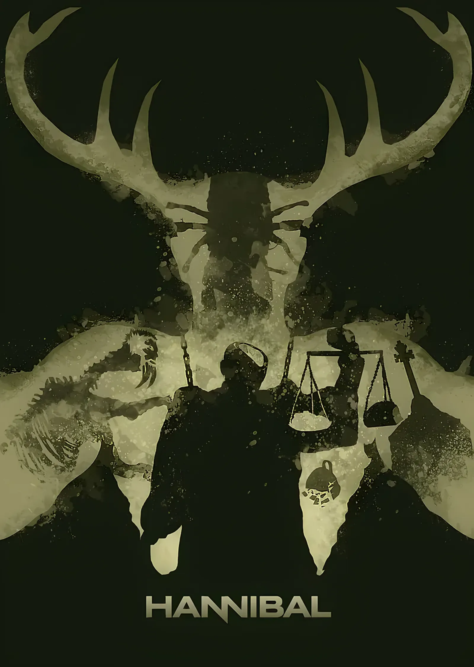Hannibal Geyik Boynuzları metal tablo
