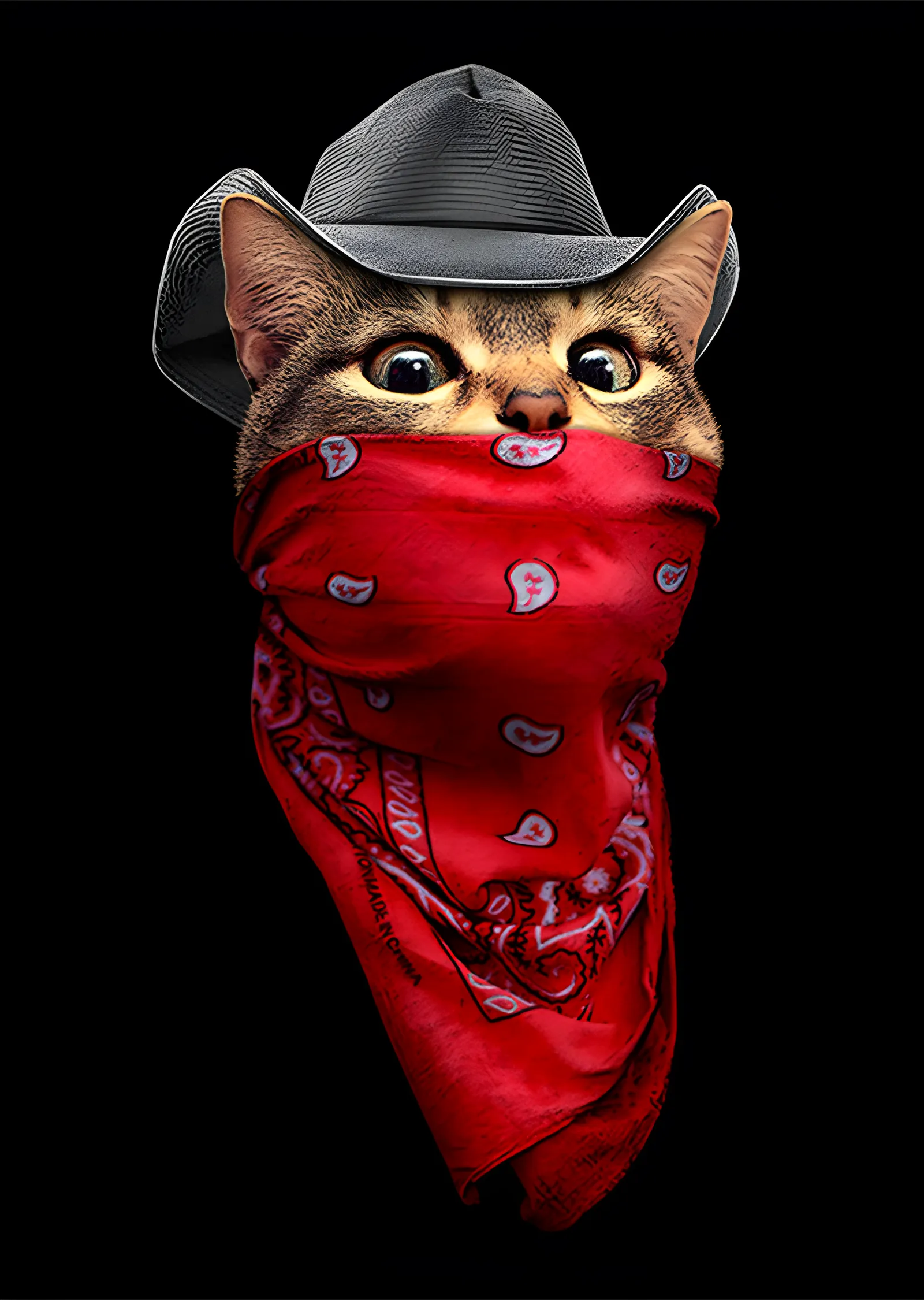 Haydut Kedi - Kırmızı Bandana metal tablo