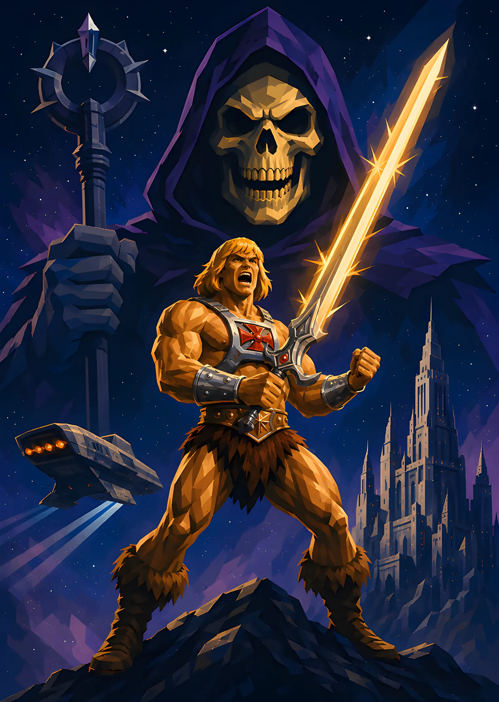 He-Man ve Skeletor metal tablo