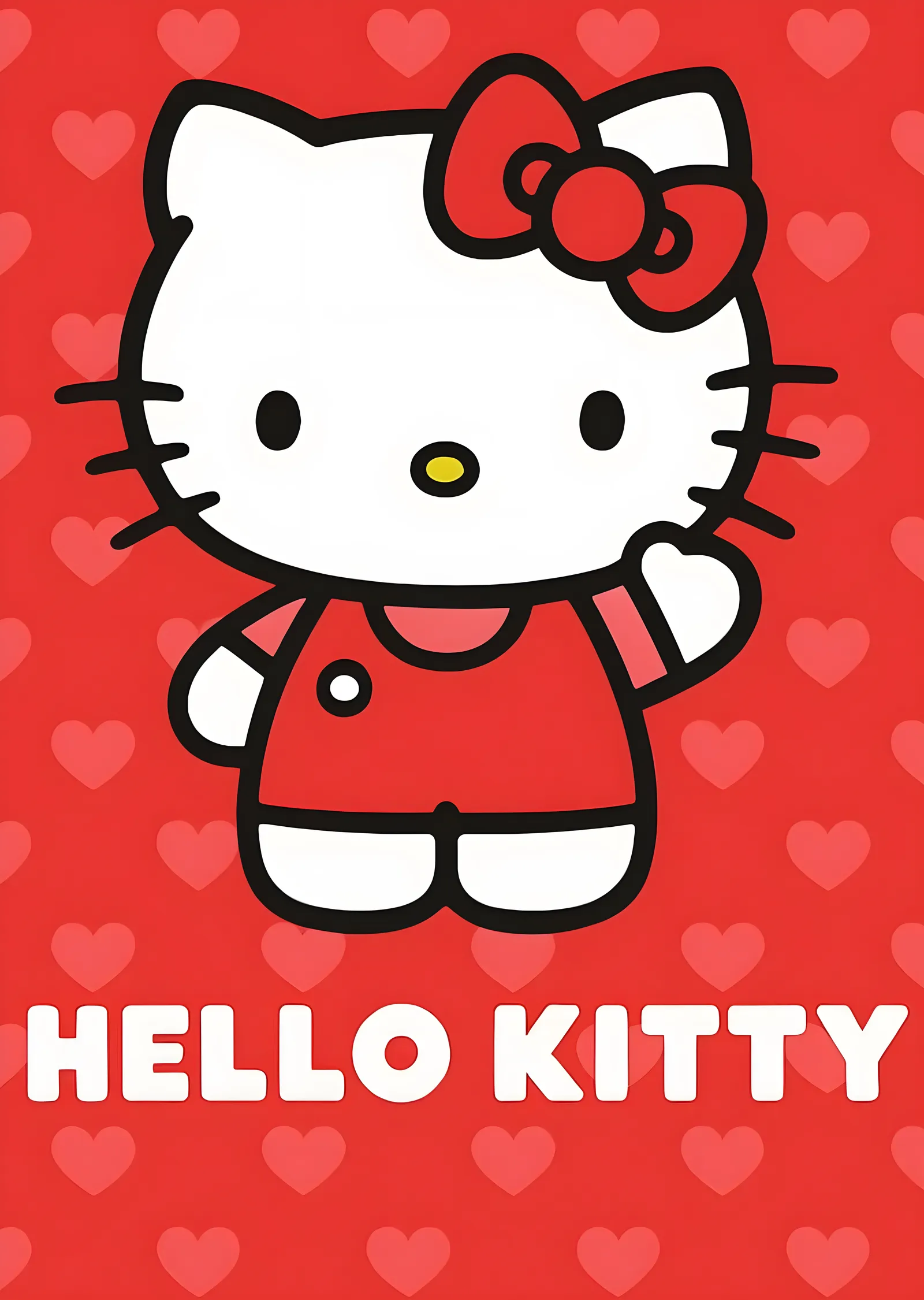 Hello Kitty - Kırmızı Kalpler metal tablo