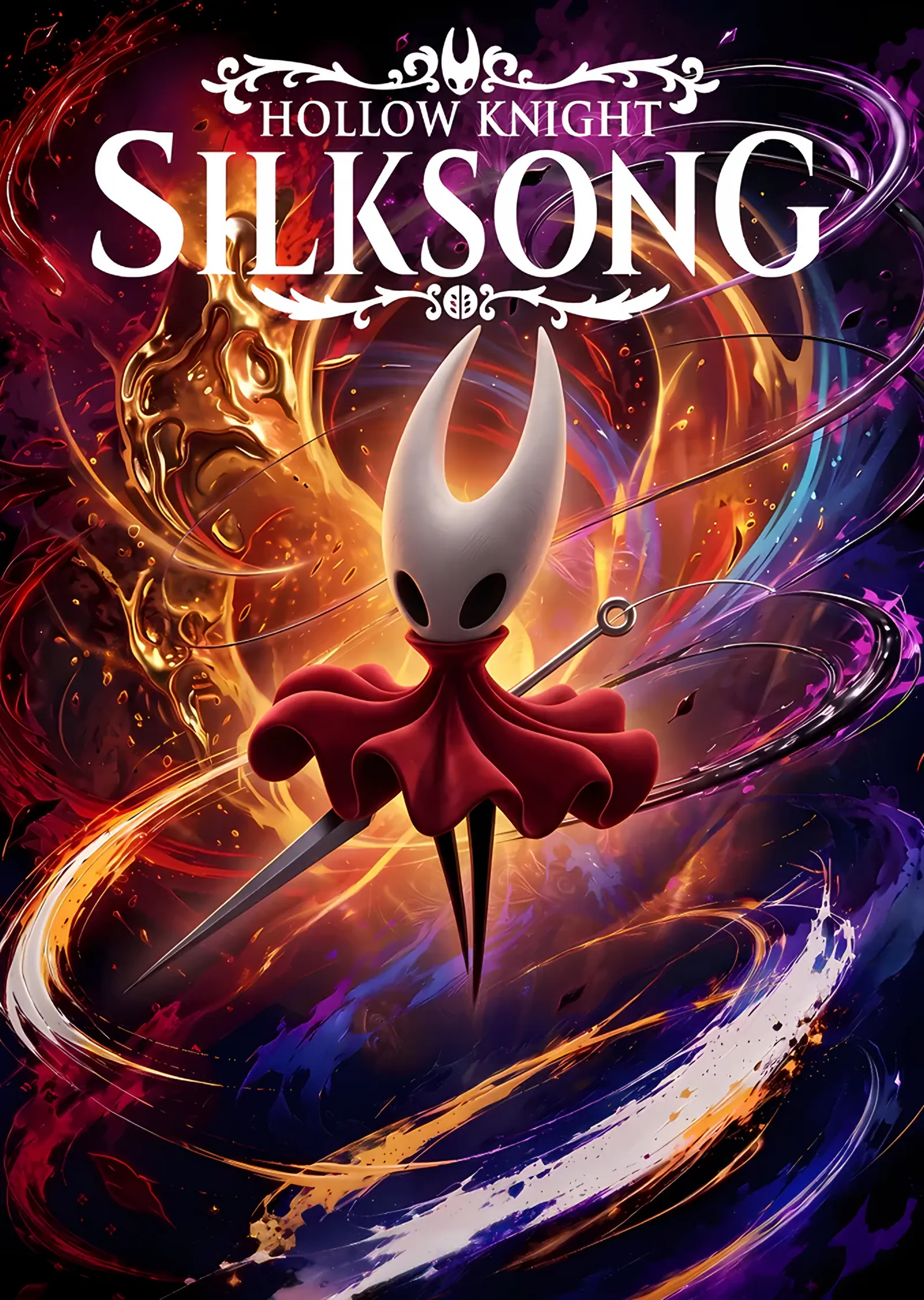 Hollow Knight Silksong: Alev Girdabında Hornet metal tablo
