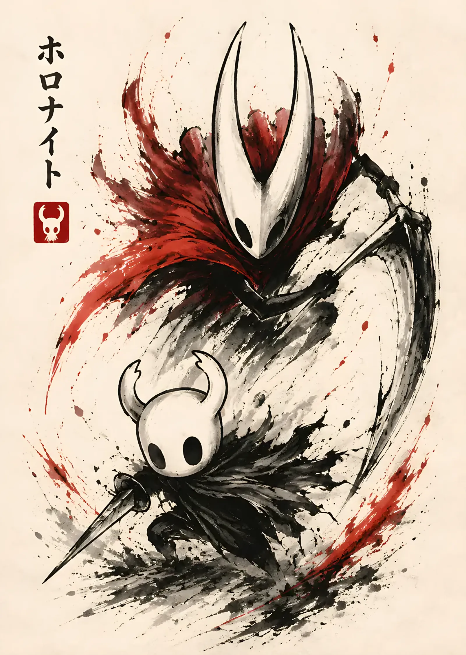 Hollow Knight: Sumi Mürekkebinde Şövalye metal tablo