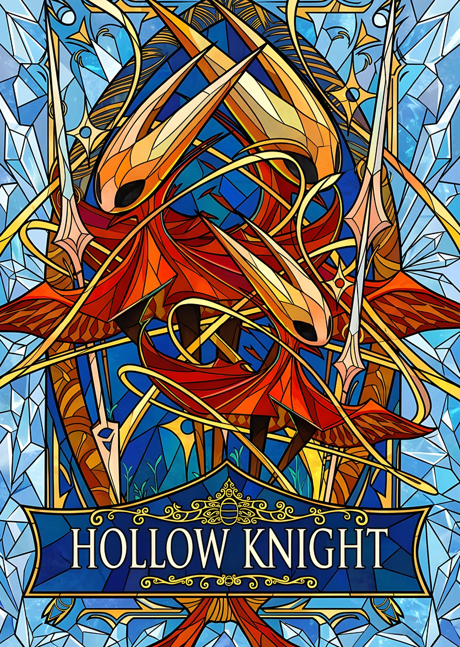 Hollow Knight: Turuncu Vitrayda Maske metal tablo
