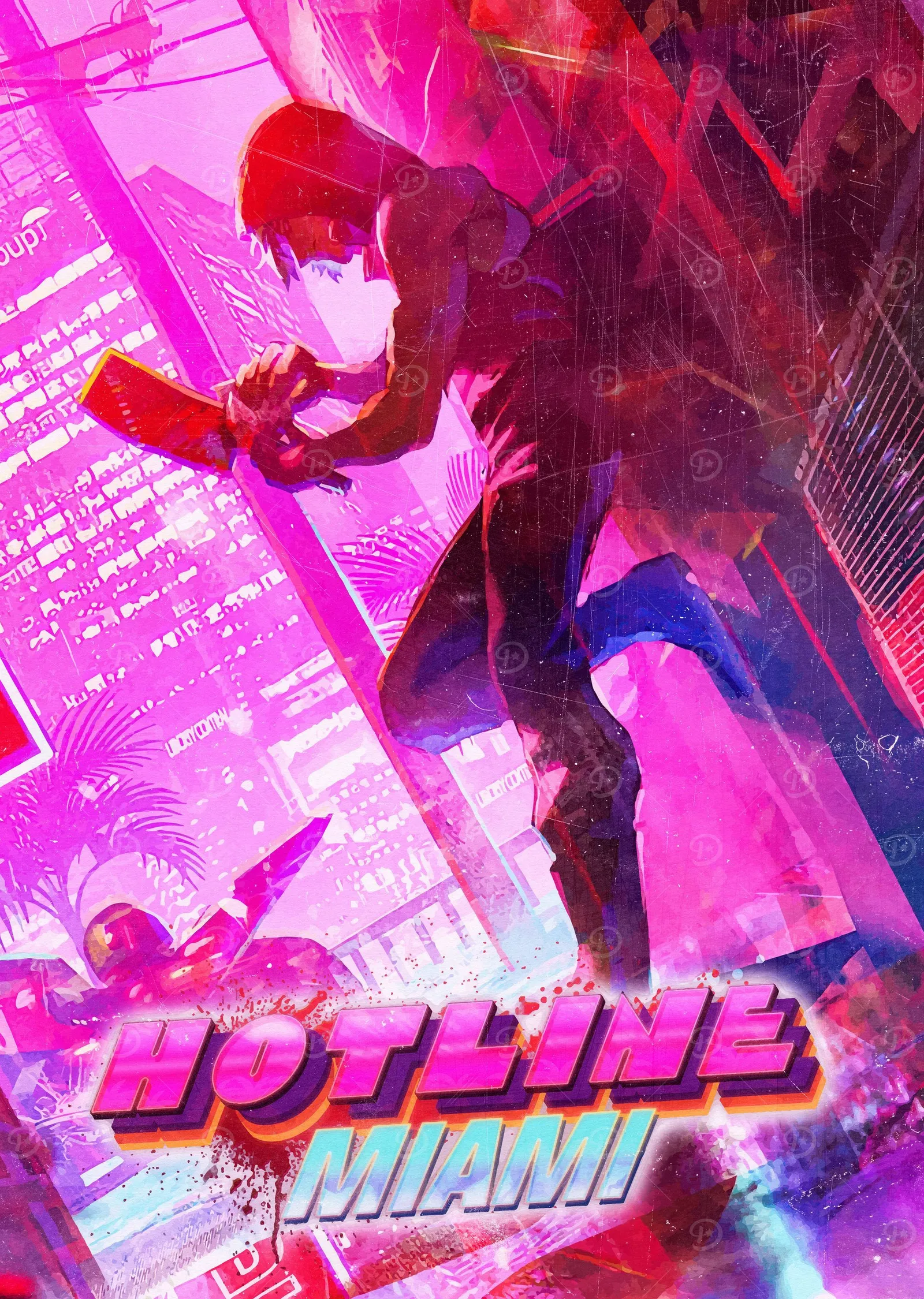 Hotline Miami - Neon Şehir metal tablo