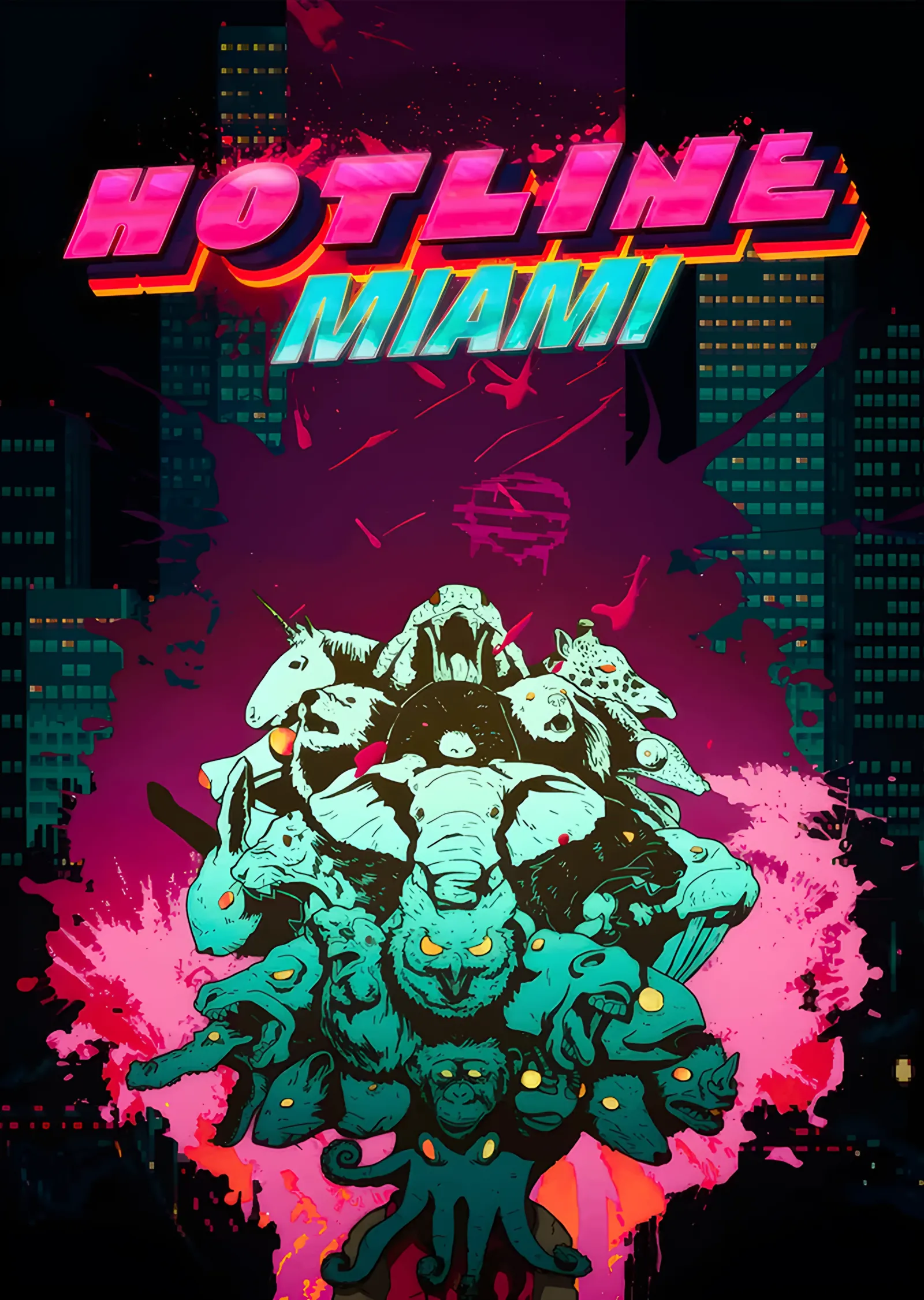 Hotline Miami: Neon Şehirde Hayvan Maskeleri metal tablo