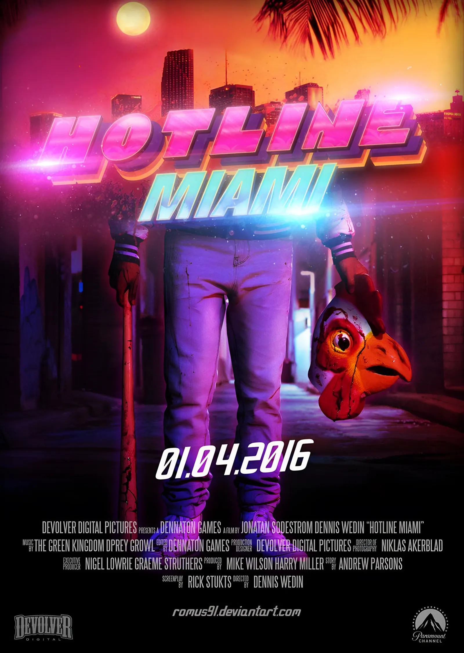 Hotline Miami - Neon Sokak metal tablo