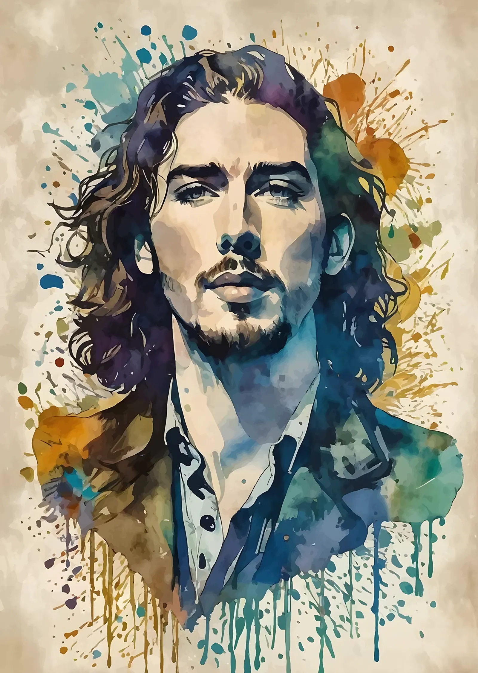 Hozier - Sulu Boya Portre metal tablo