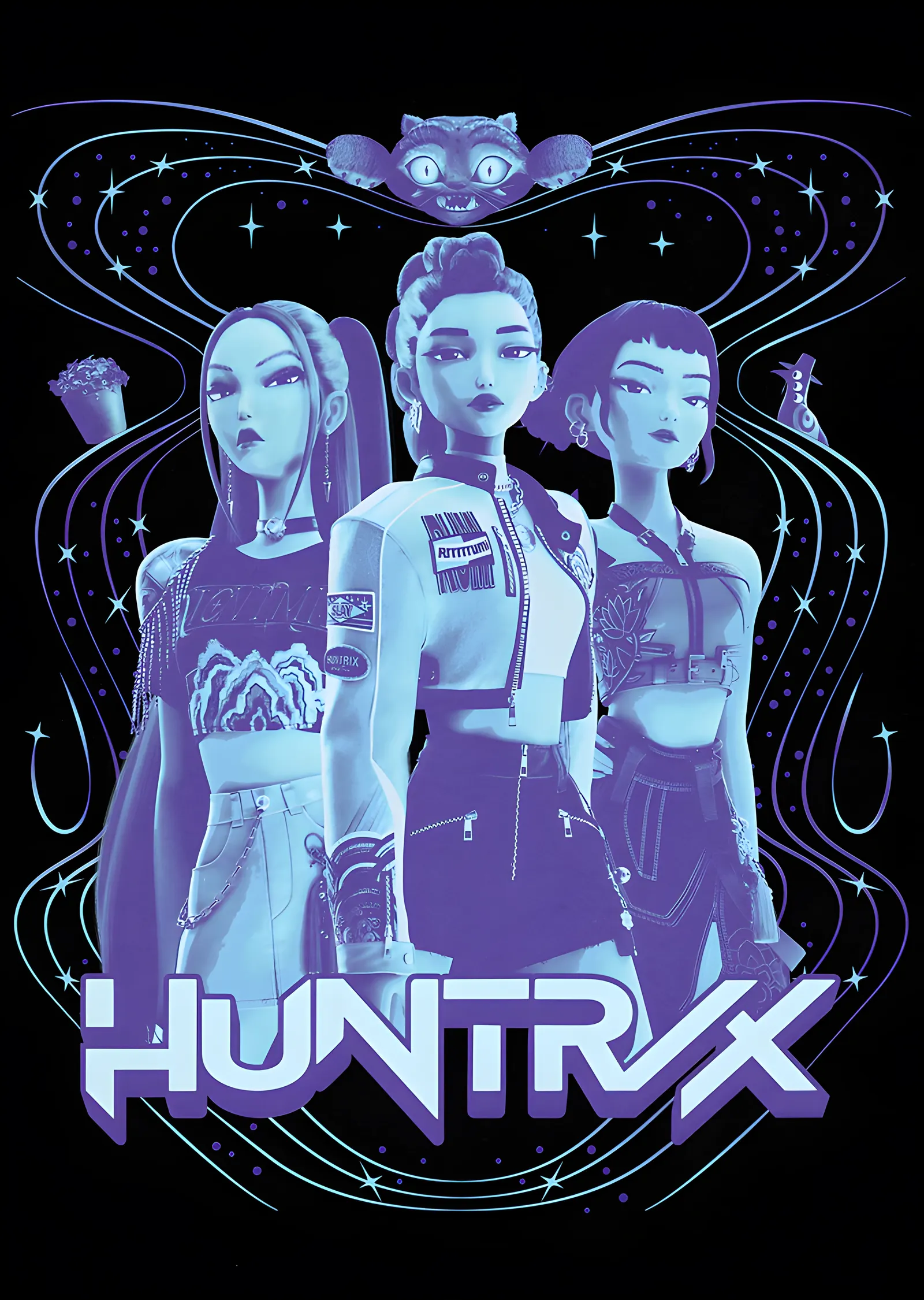 Huntrix - Mavi Işık metal tablo