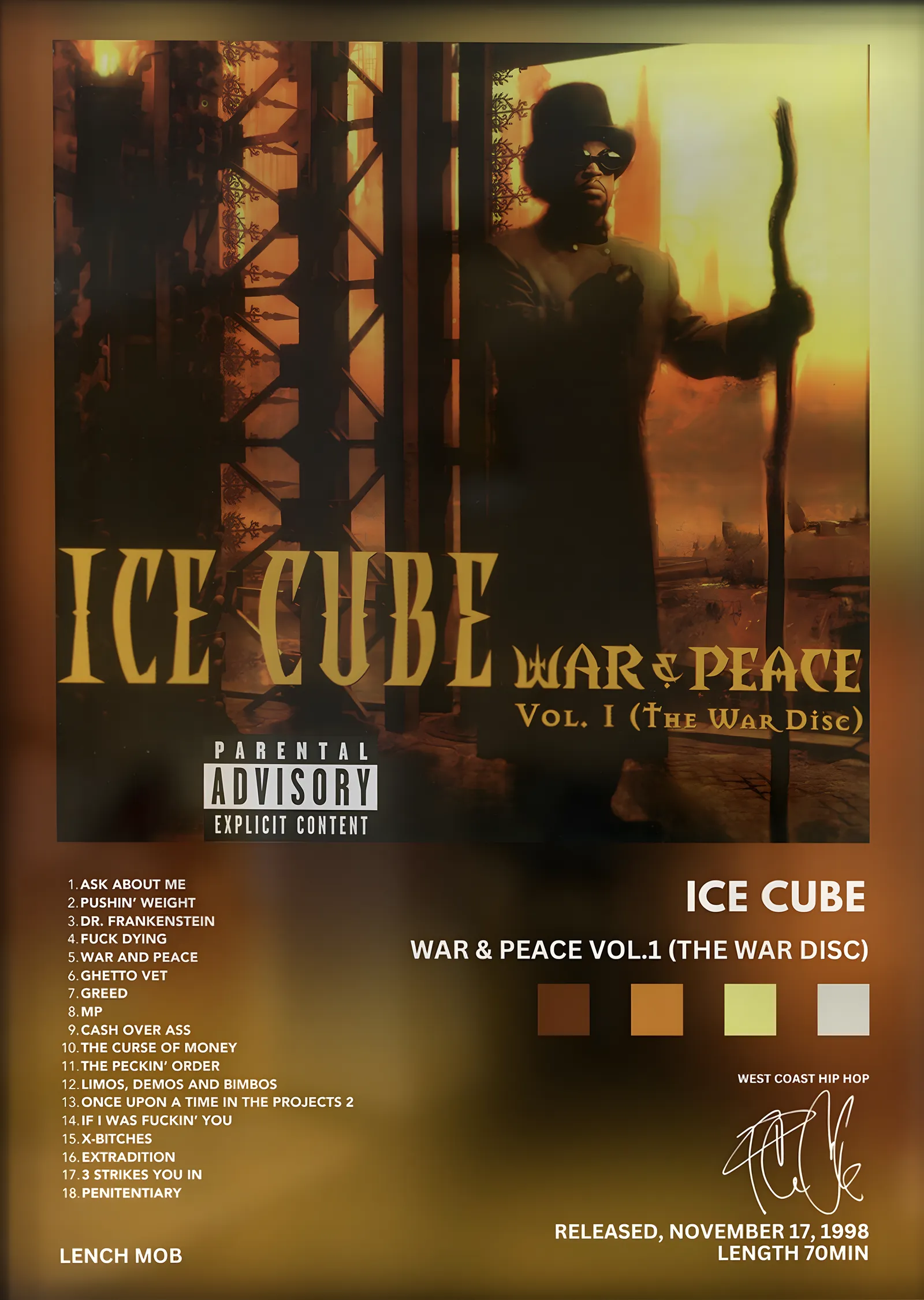 Ice Cube: War & Peace Vol. 1 metal tablo
