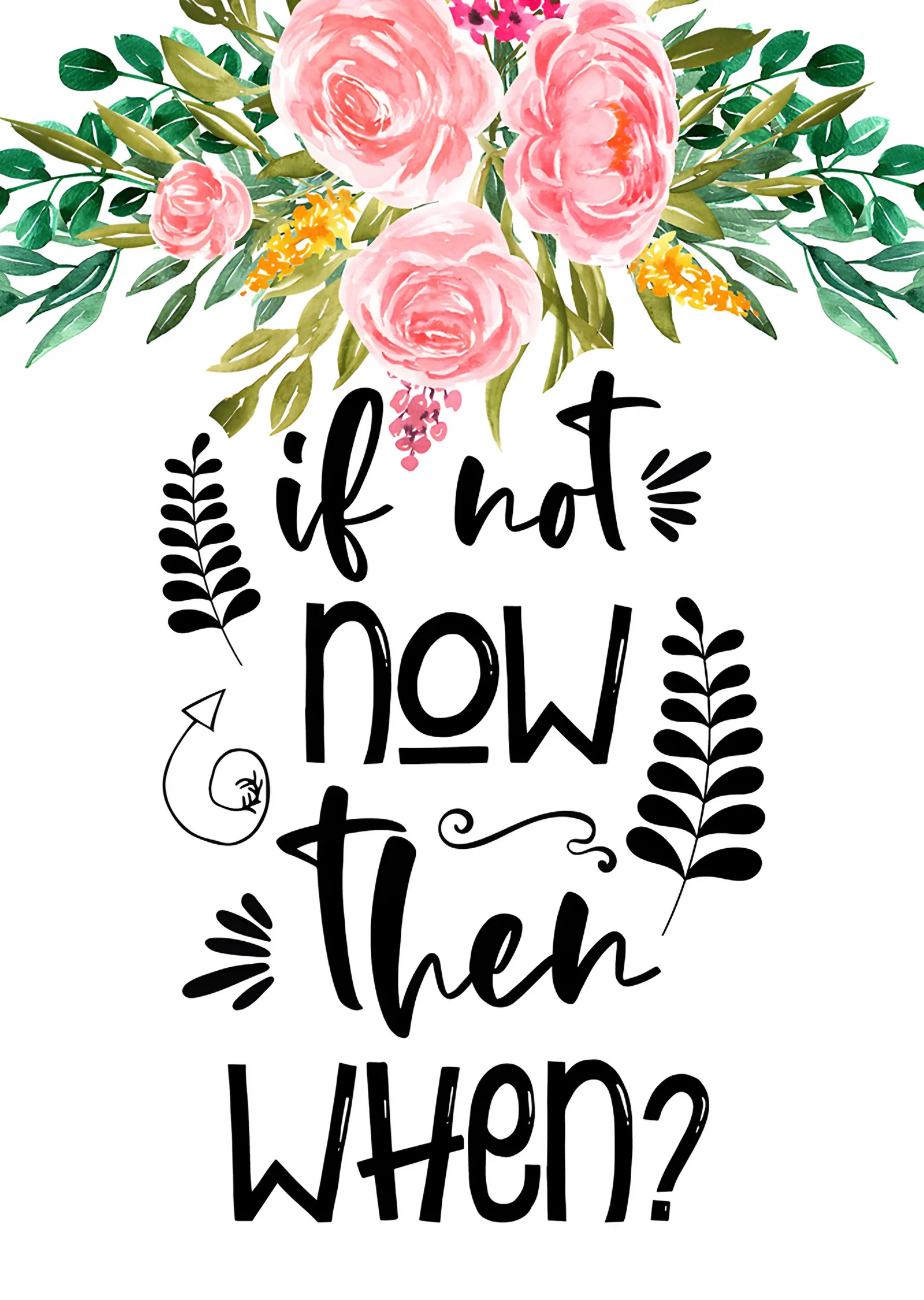If Not Now Then When? - Çiçek Çelengi metal tablo
