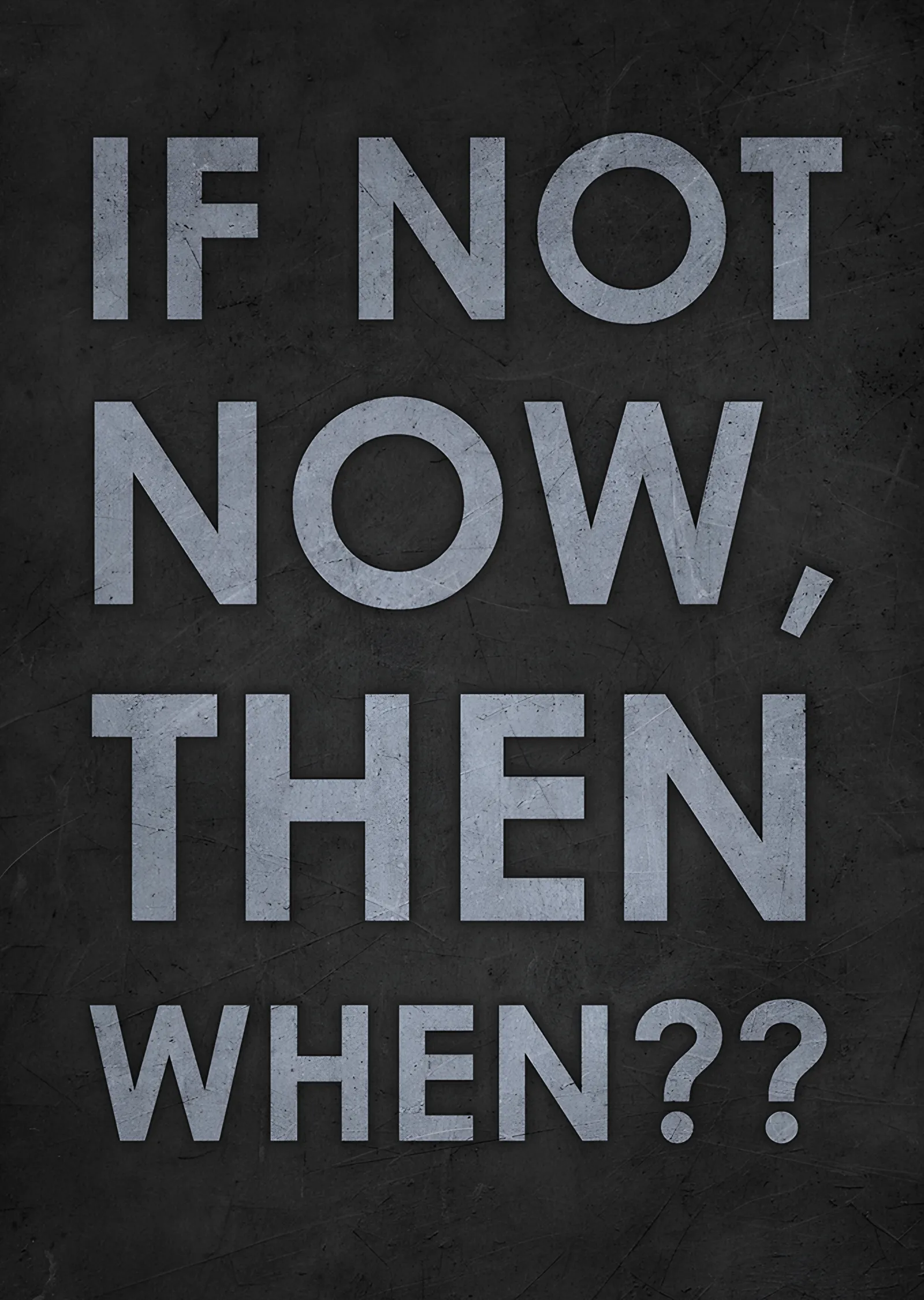 If Not Now, Then When?? - Gri Beton metal tablo