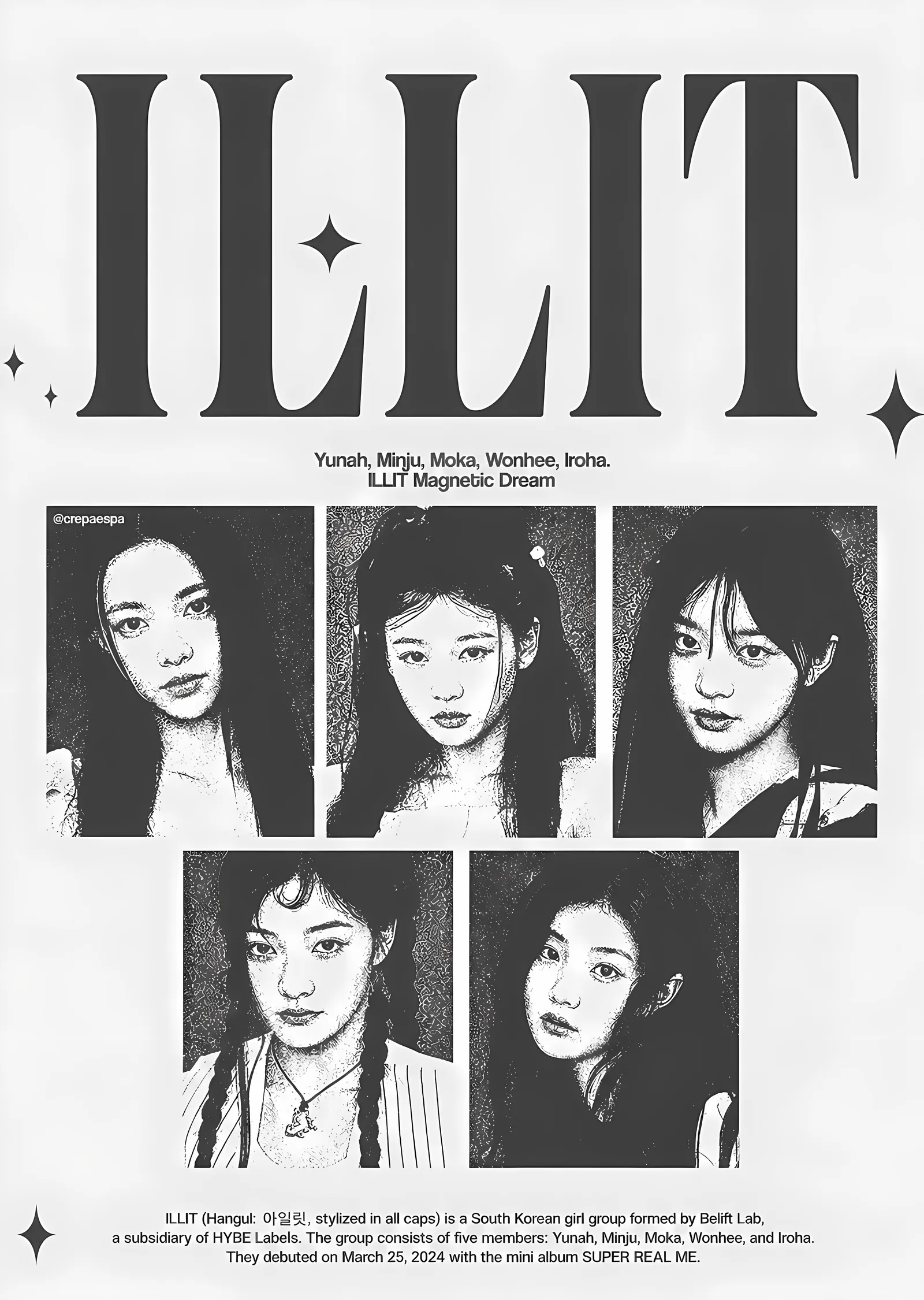 ILLIT: Magnetic Dream Üye Izgarası metal tablo