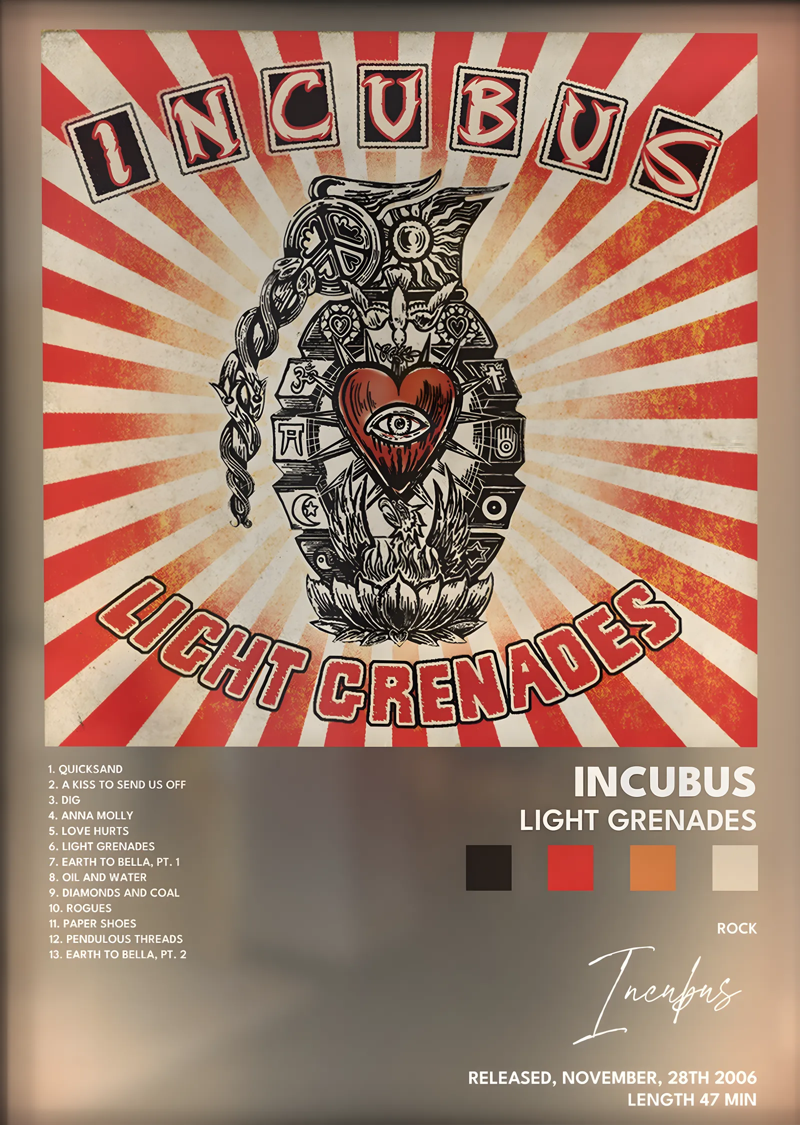 Incubus: Light Grenades metal tablo