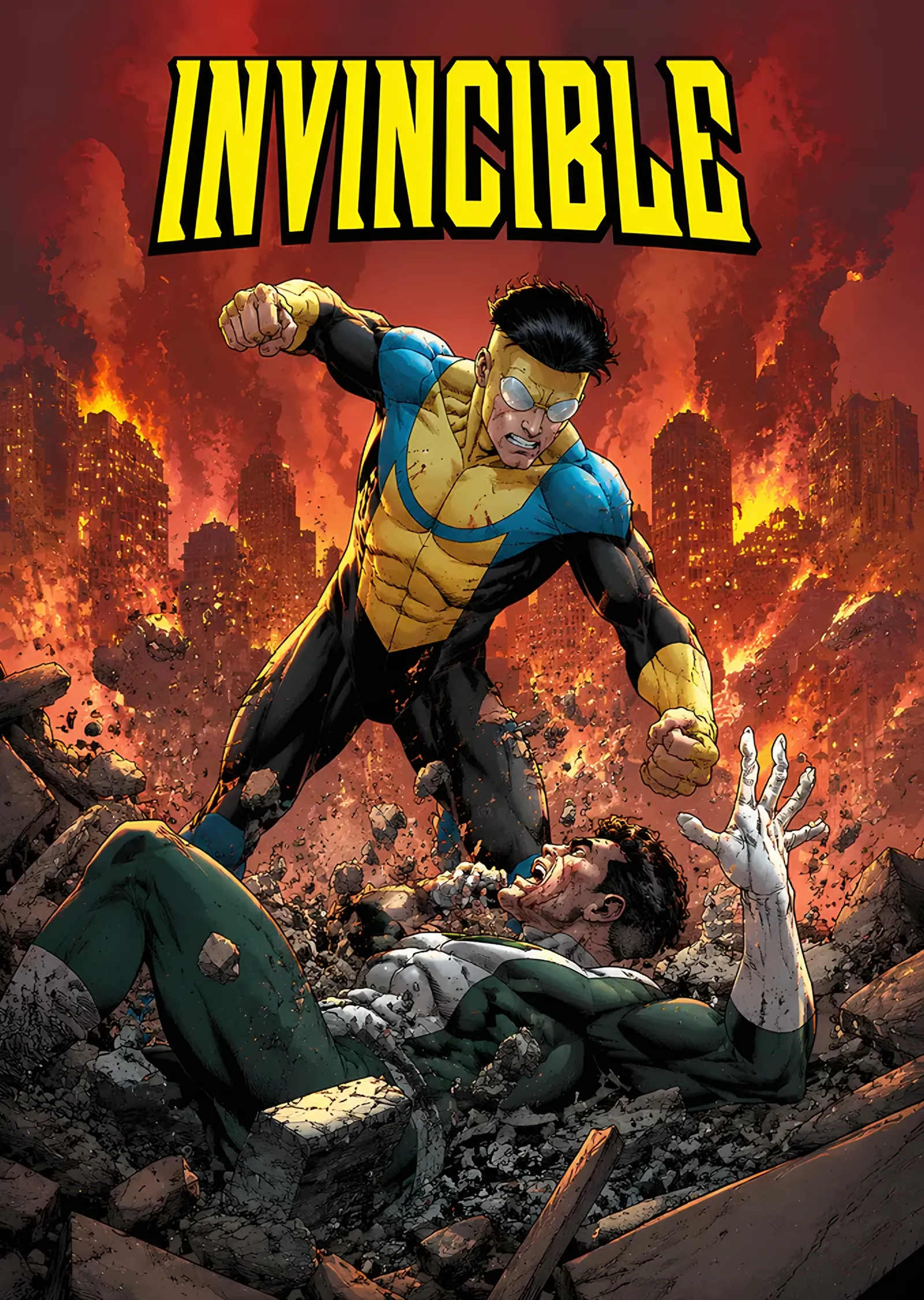 Invincible: Yanan Harabede Kanlı Karşılaşma metal tablo