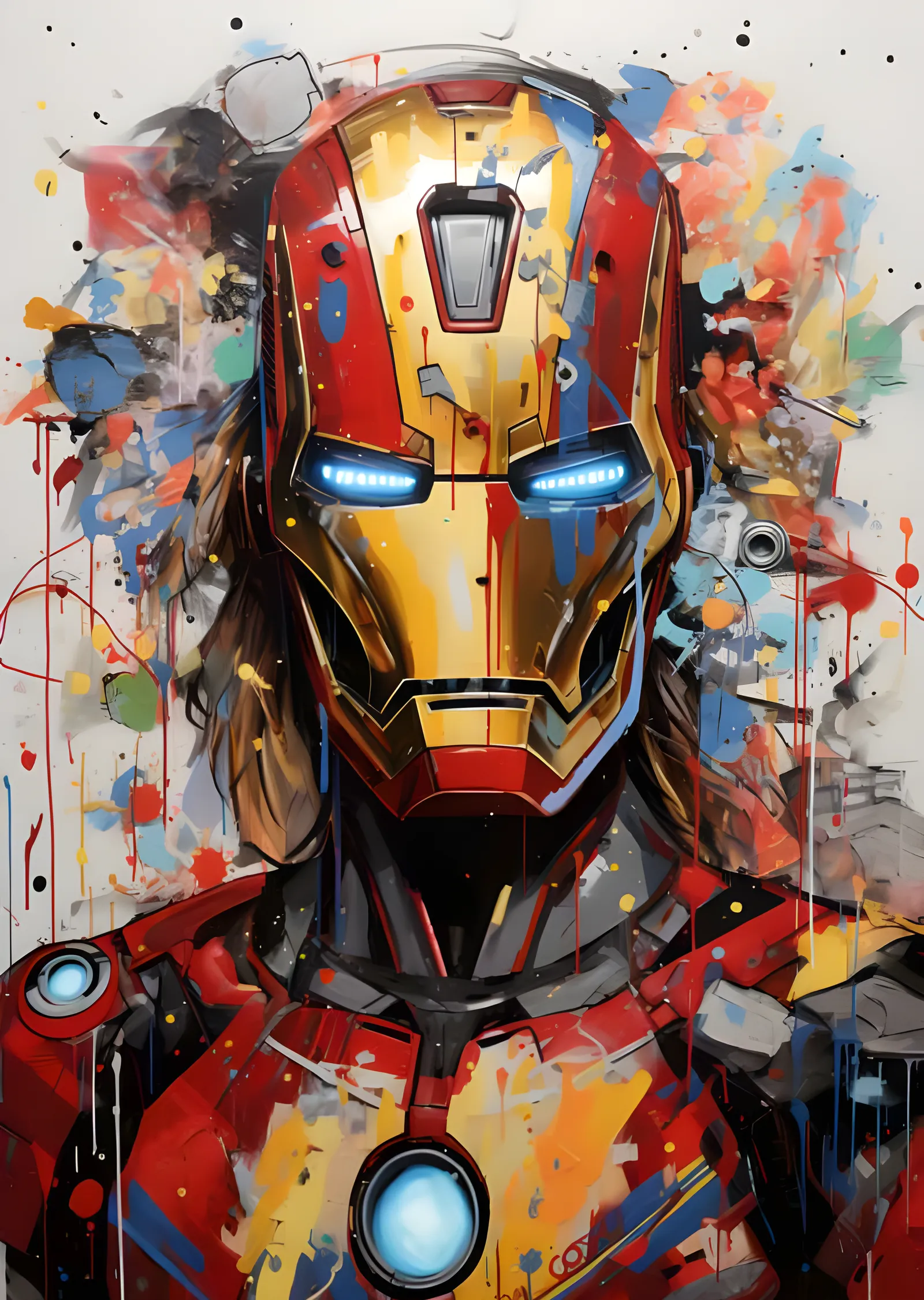 Iron Man - Renk Sıçramalı Zırh Portresi metal tablo