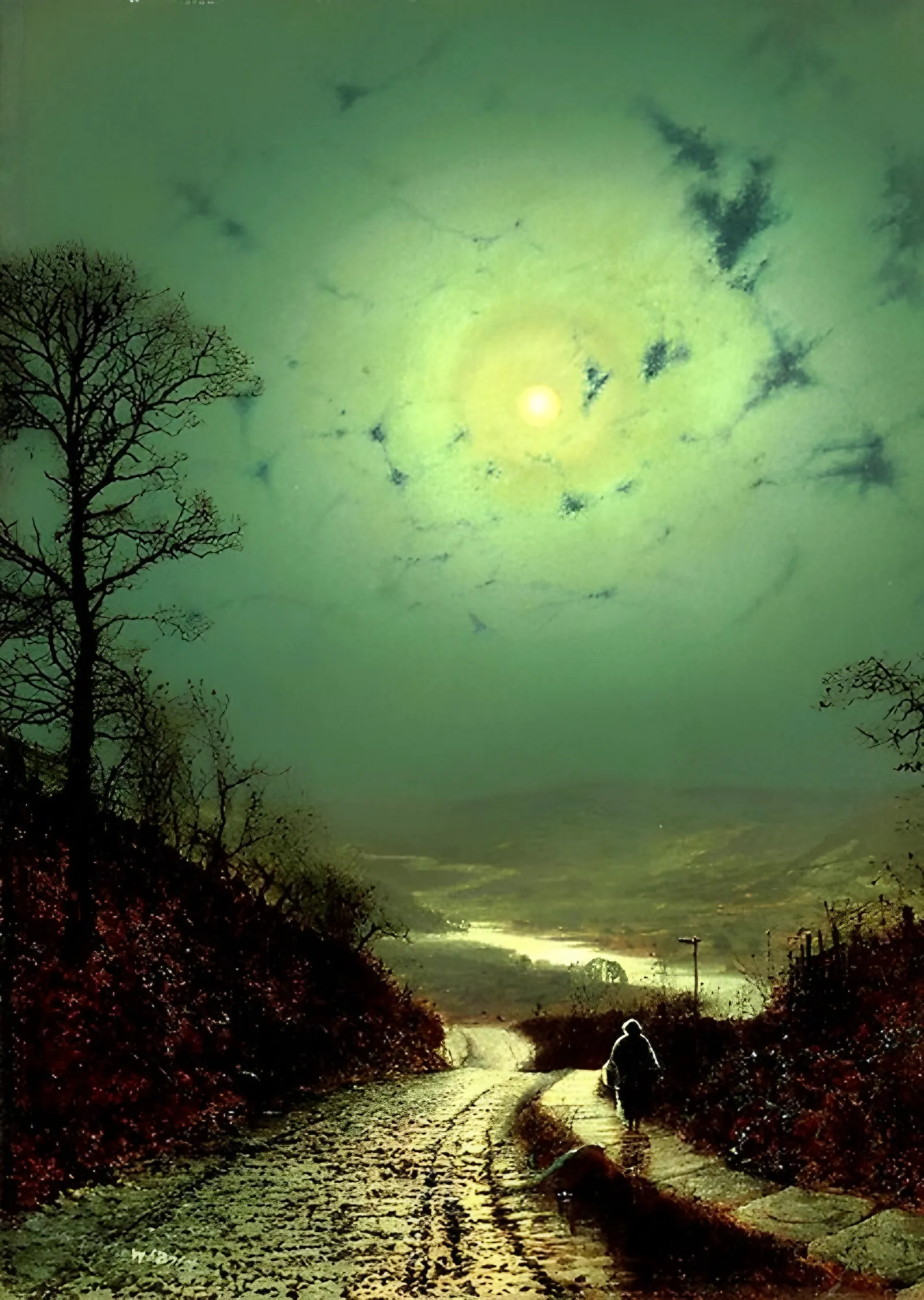 Islak Yol, Wharfedale - John Atkinson Grimshaw metal tablo
