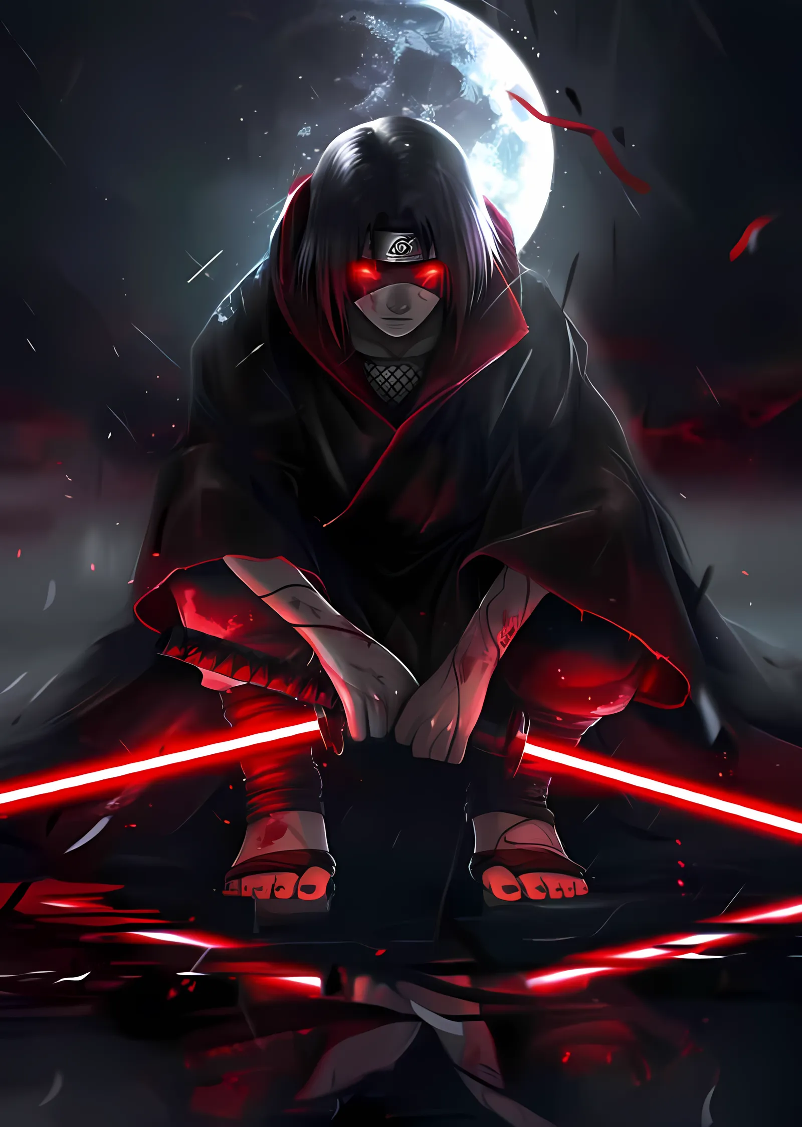 Itachi Uchiha - Kızıl Ay Altında metal tablo