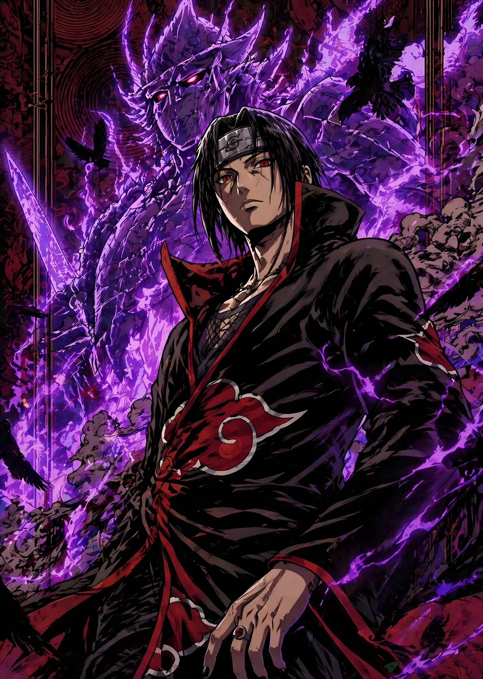 Itachi Uchiha - Mor Susanoo metal tablo
