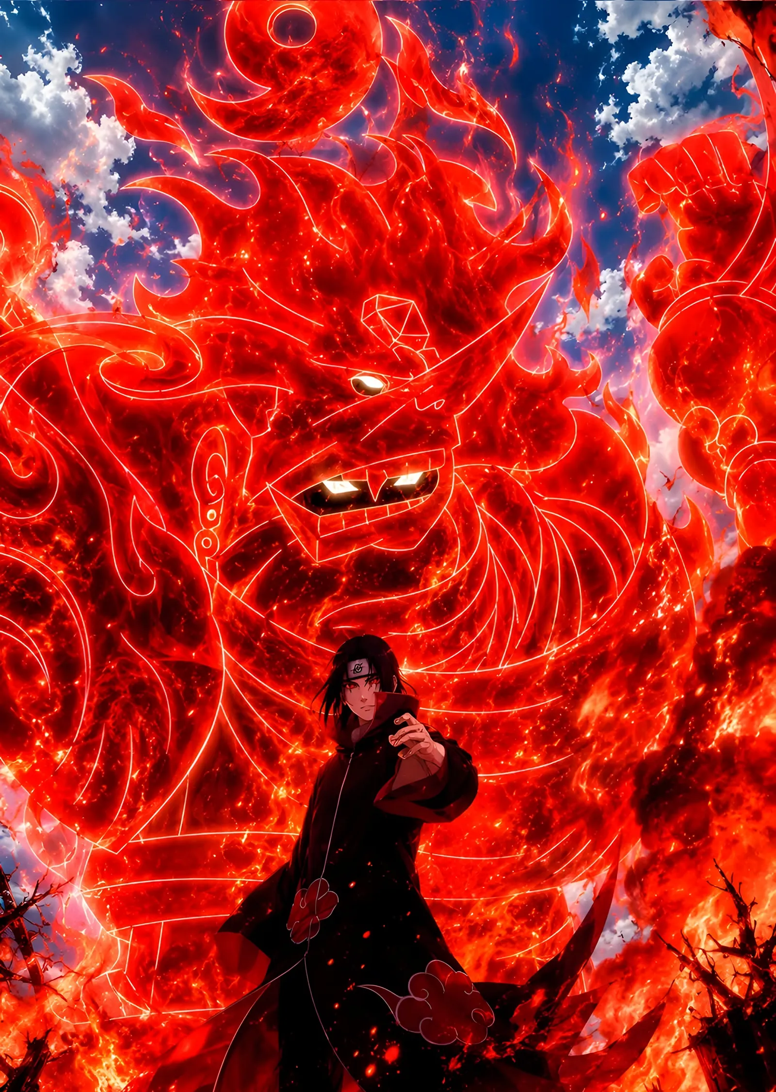 Itachi Uchiha - Susanoo Alevleri metal tablo