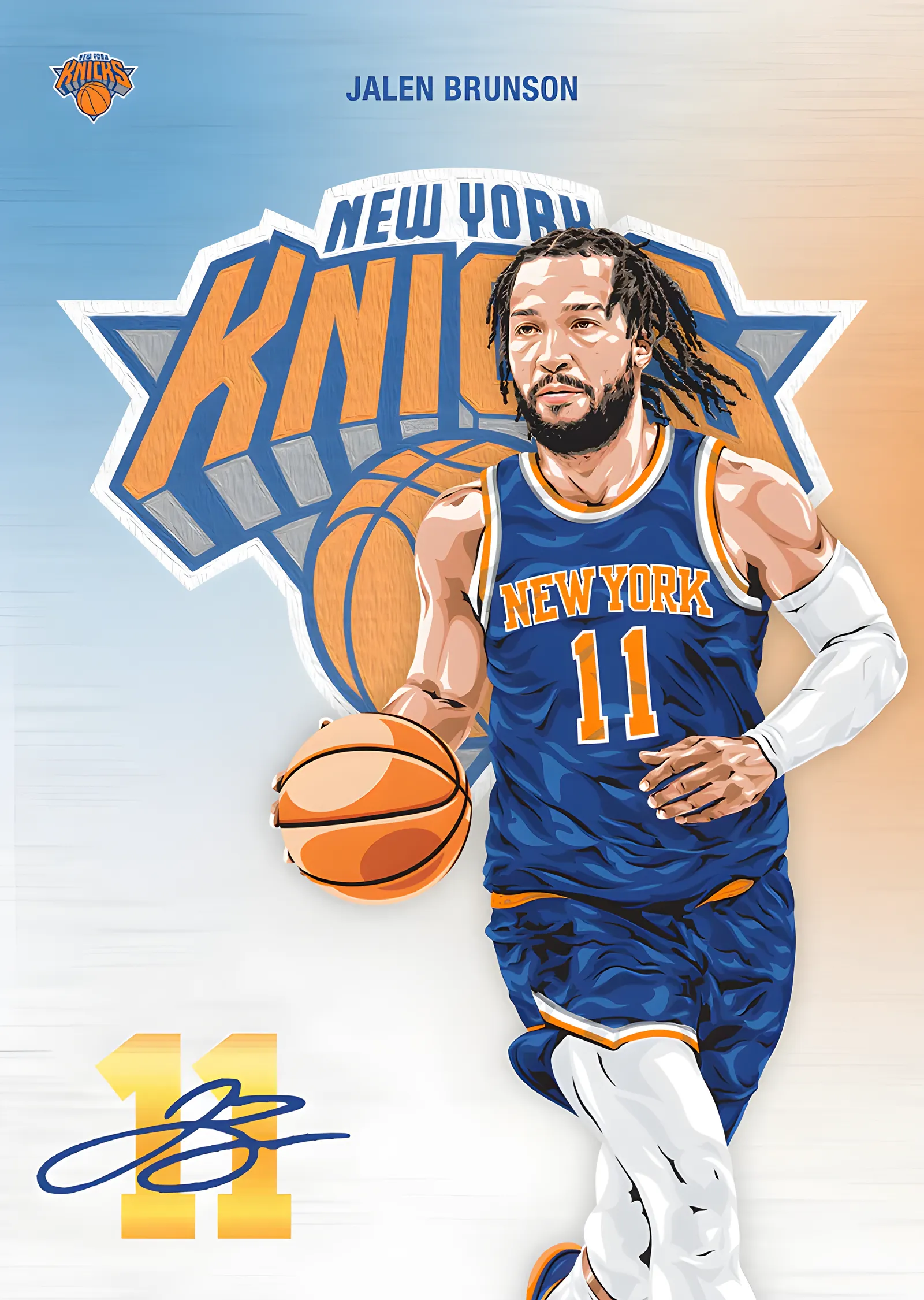 Jalen Brunson - Knicks Çizimi metal tablo