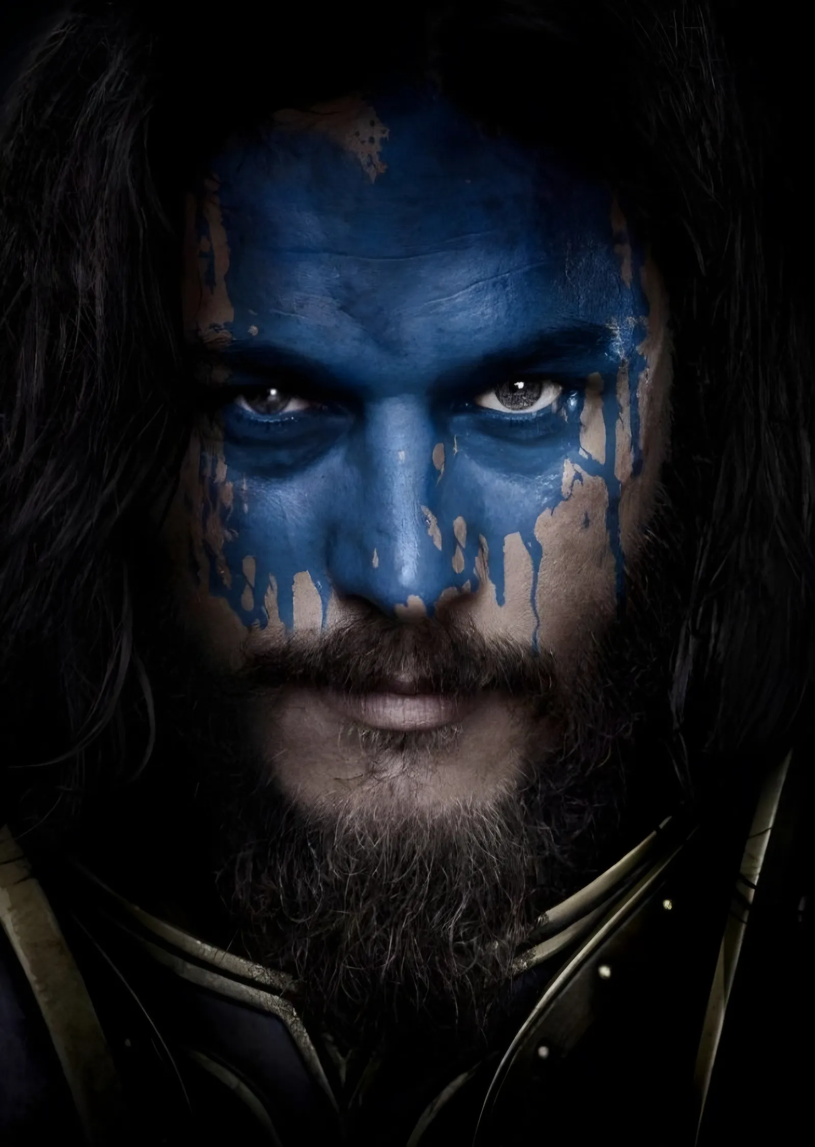 Jason Momoa - Mavi Savaş Boyası metal tablo