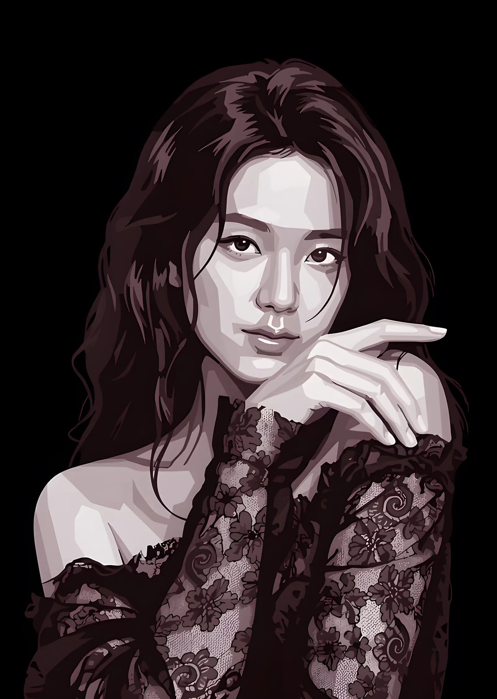 Jisoo - Dantelli Portre metal tablo