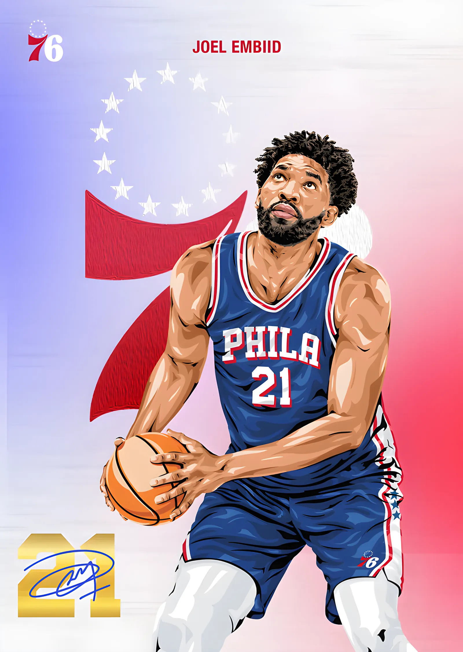 Joel Embiid - Philadelphia 76ers metal tablo