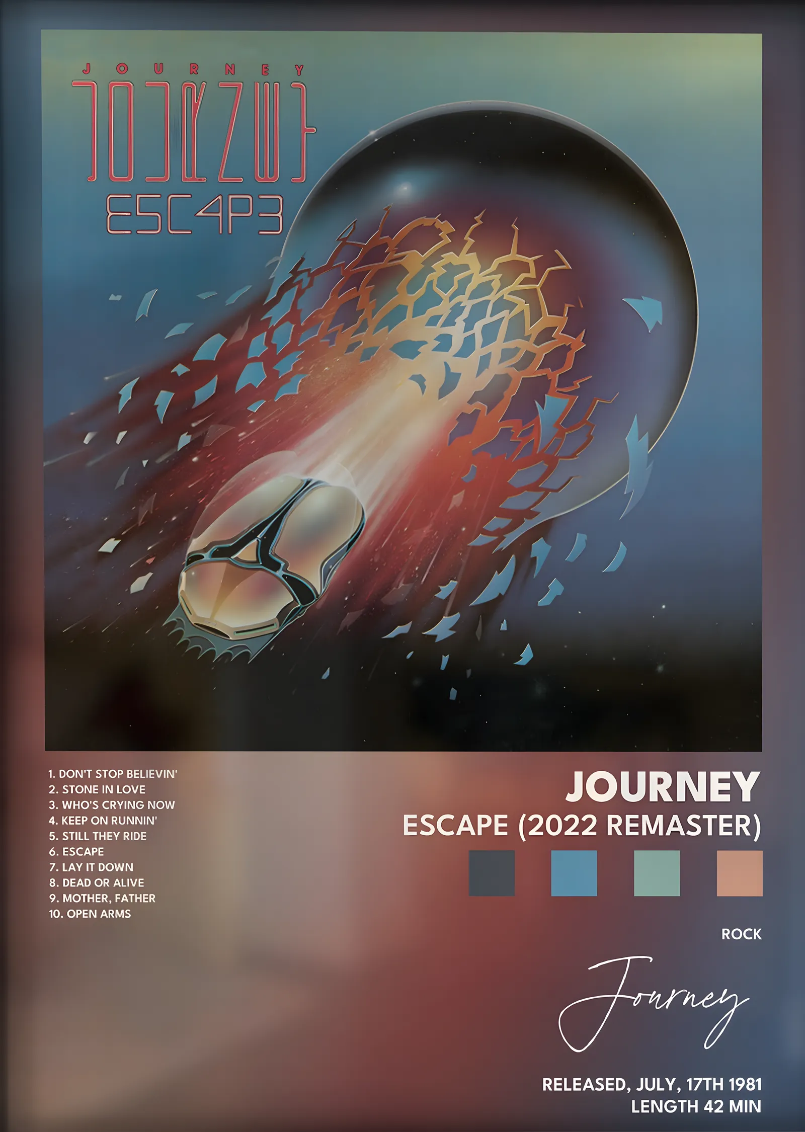 Journey: Escape metal tablo