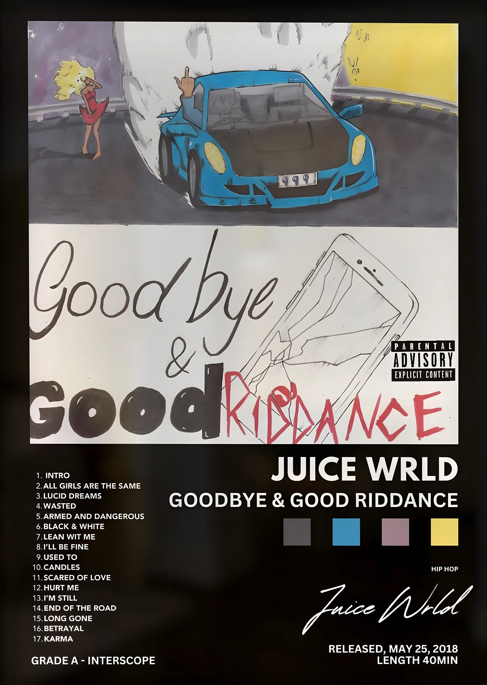 Juice WRLD: Goodbye & Good Riddance metal tablo