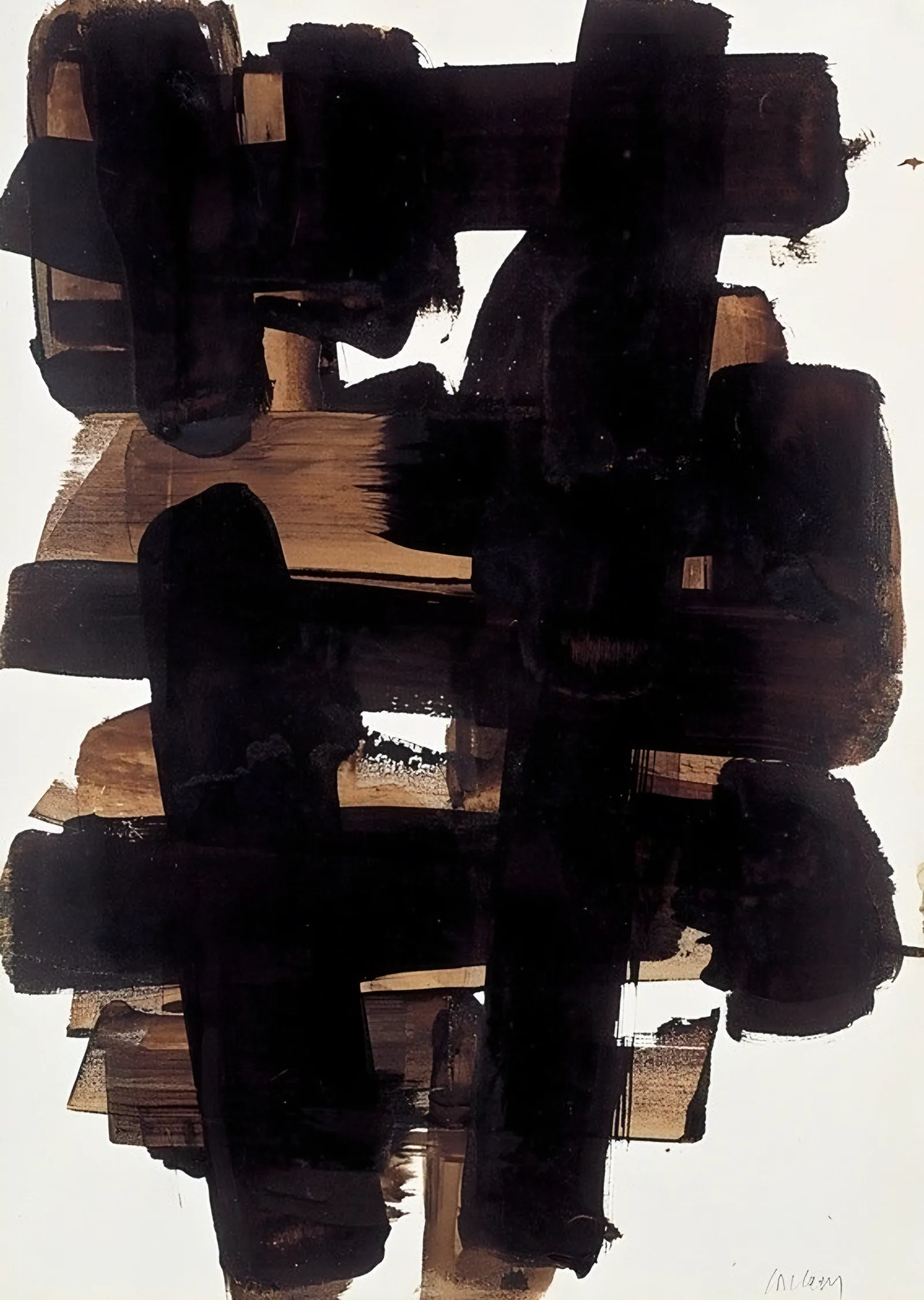 Kahverengi ve Siyah Bloklar - Pierre Soulages metal tablo