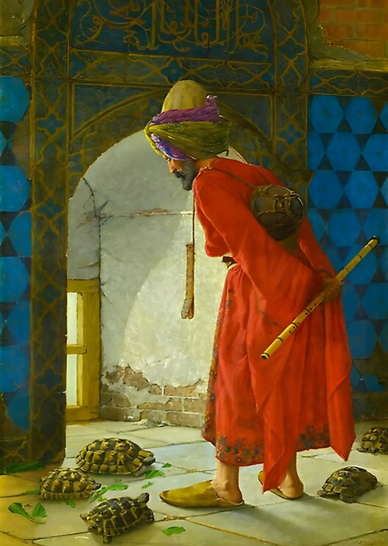 Kaplumbağa Terbiyecisi, 1906 - Osman Hamdi Bey metal tablo