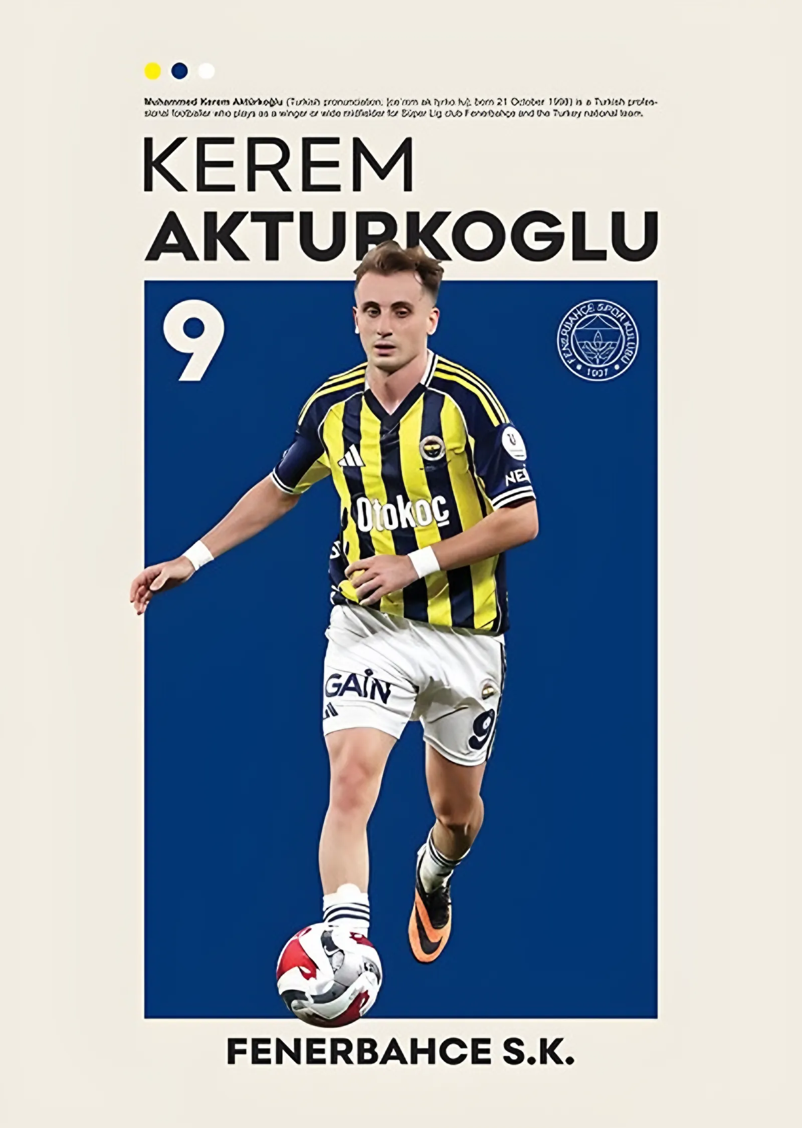 Kerem Aktürkoğlu Fenerbahçe 9 metal tablo